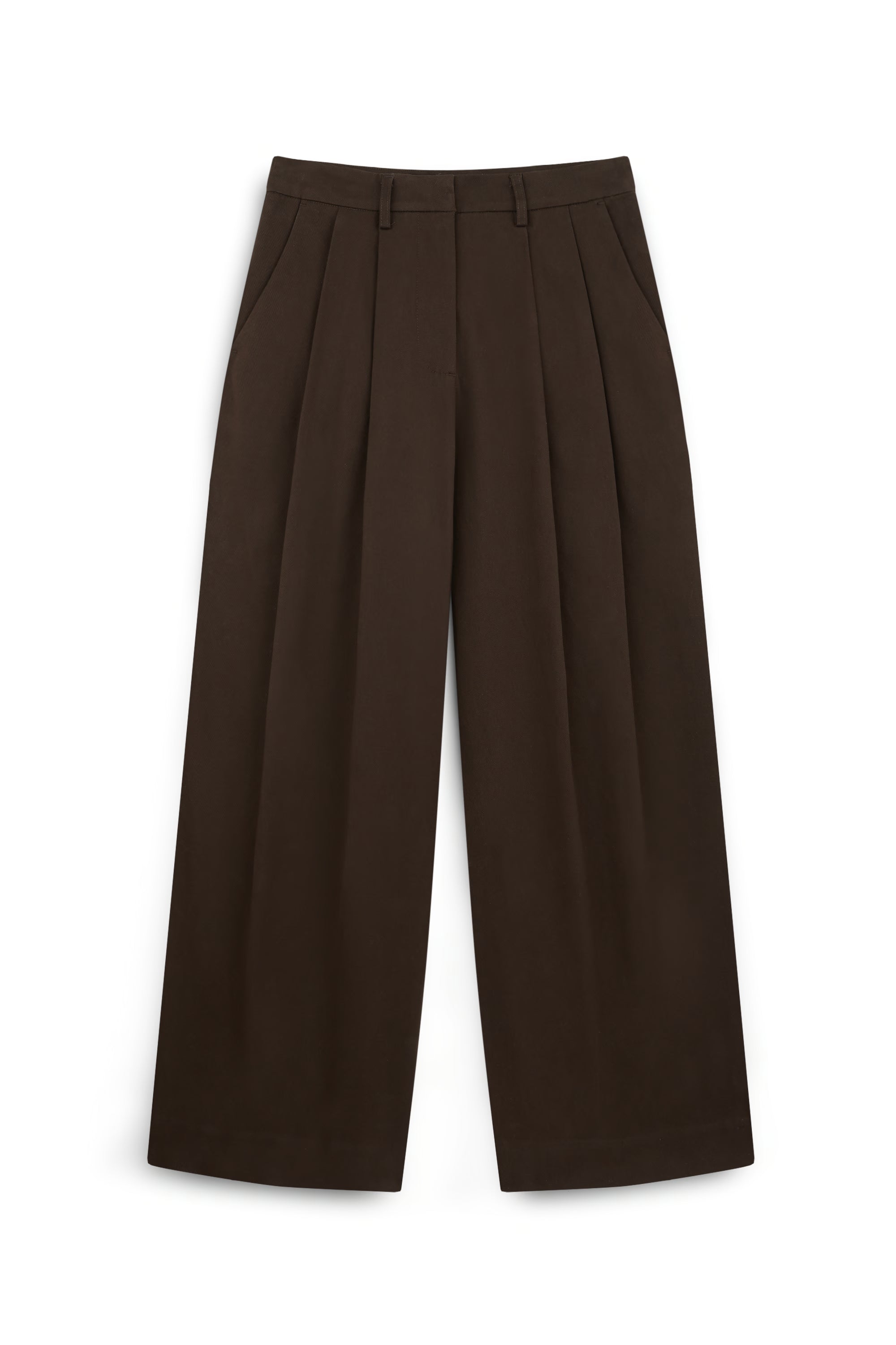 AIIZ Women's Pleated Straight Leg Pants (Dark Brown / 25)