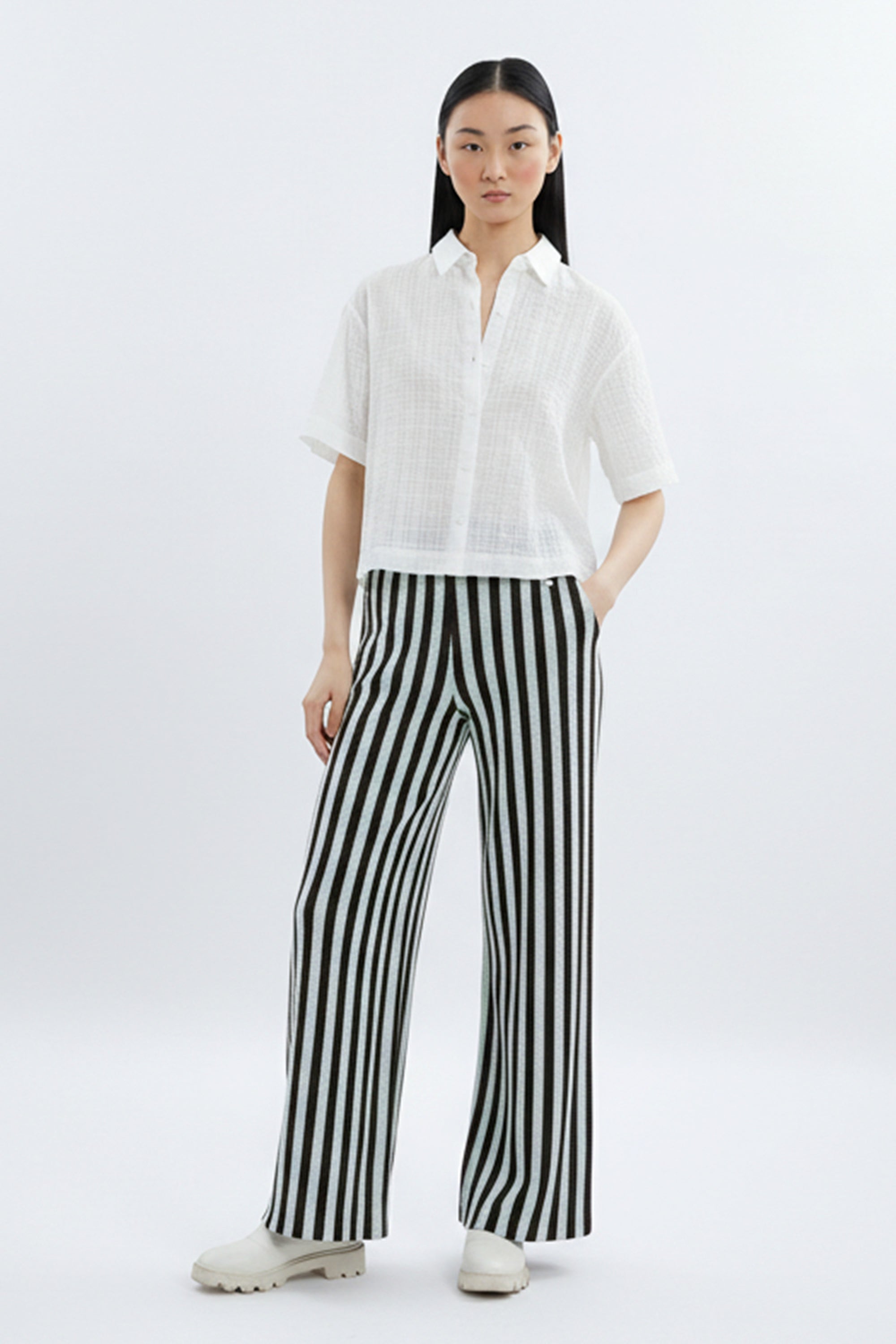 AIIZ Women's Striped Knitted Pants (Dark Brown / S)
