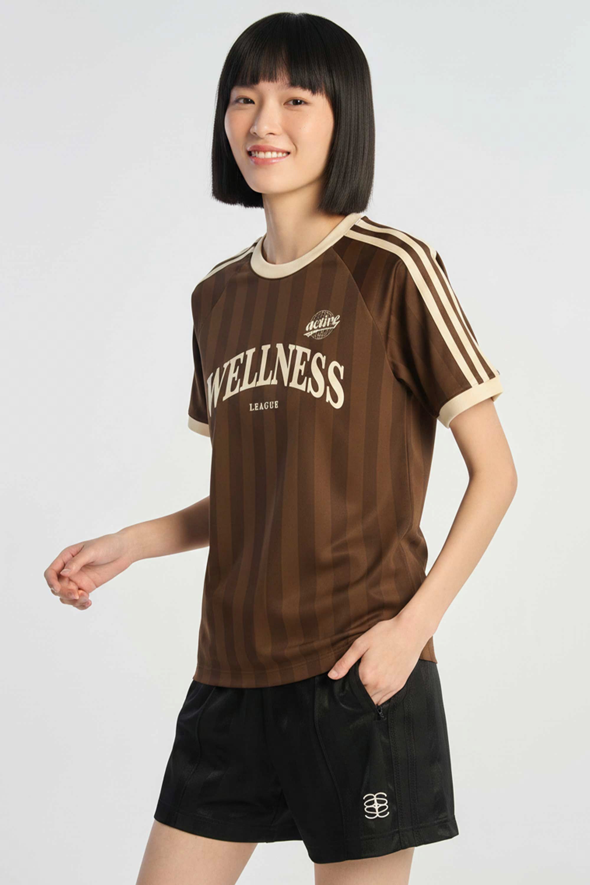 AIIZ Women's The Blokecore Edit Pinstripe Tee