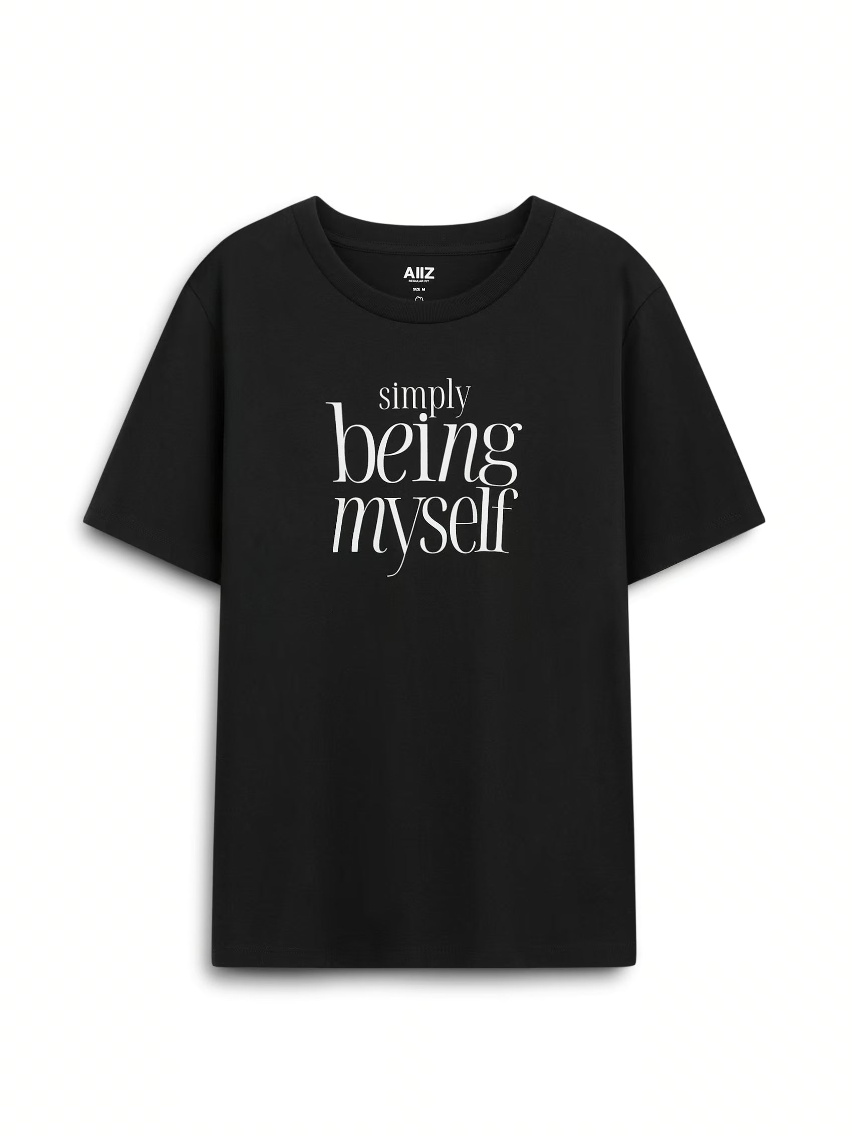 AIIZ Women's Typo Graphic T-Shirt (Black / S)