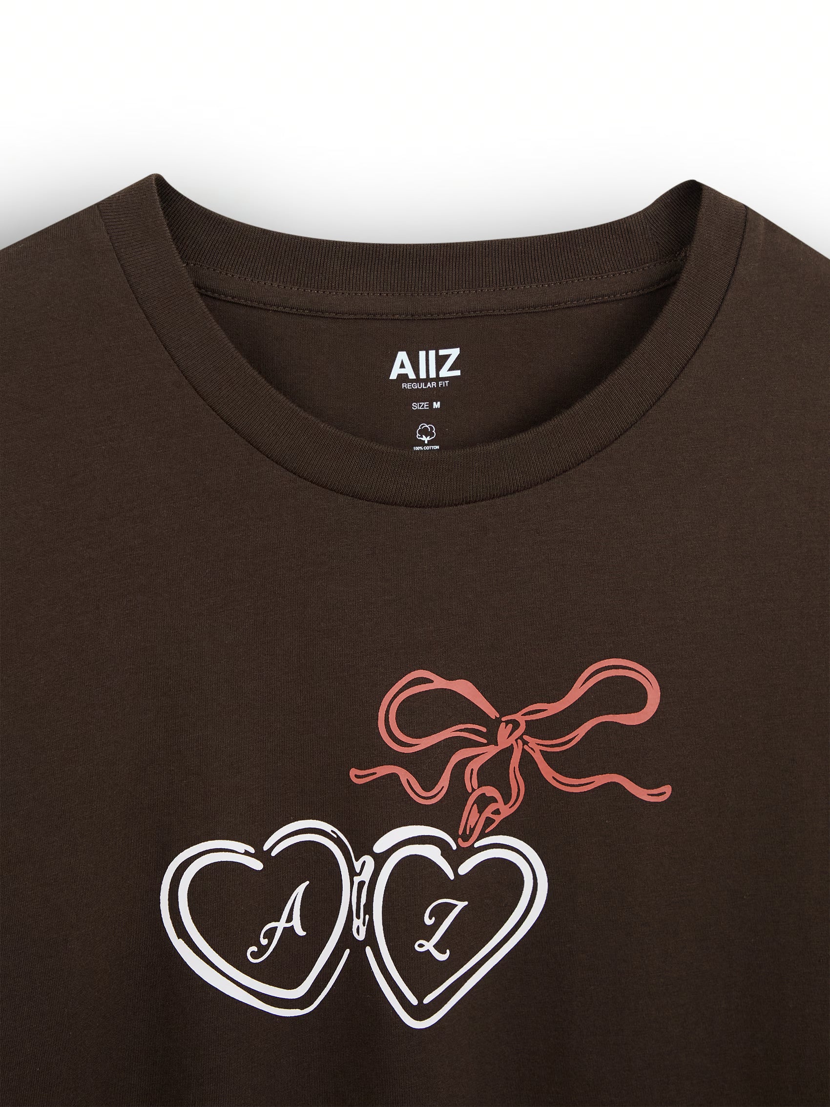 AIIZ Women's Locket Heart Graphic T-Shirt