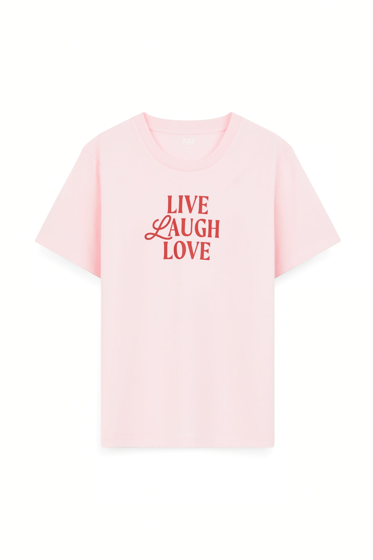 AIIZ Women's Typo Graphic T-Shirt (Light Pink / S)