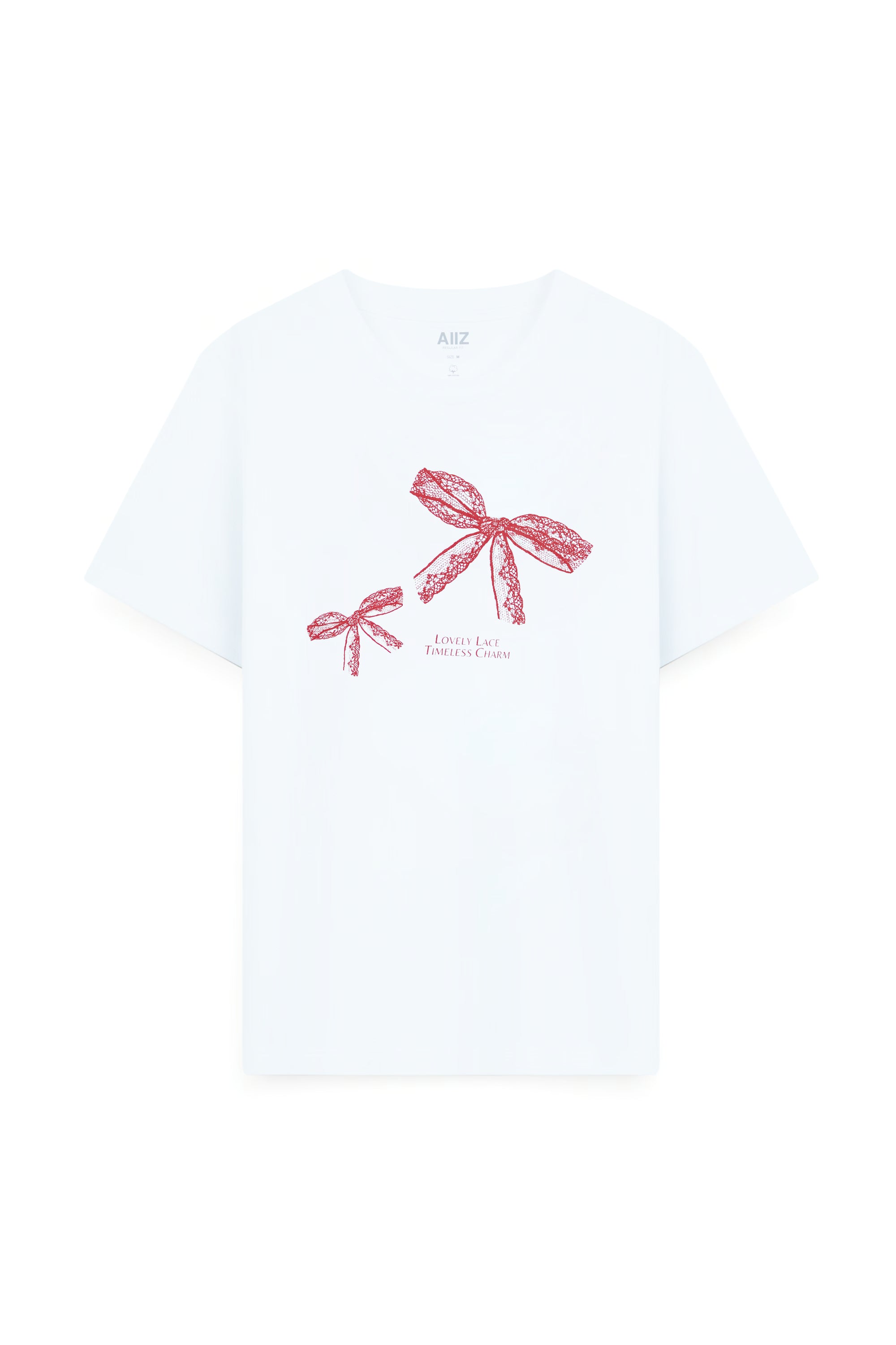 AIIZ Women's Lace Graphic T-Shirt (White / S)