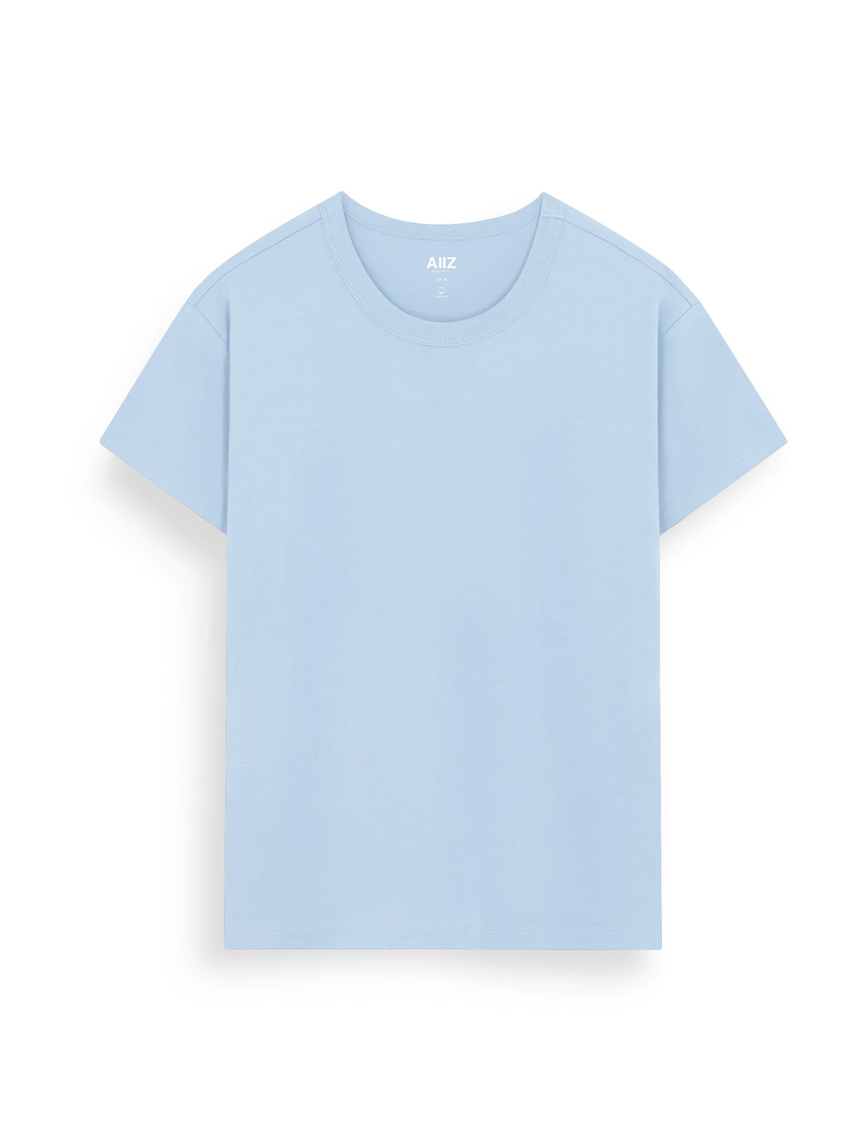 AIIZ Women's Round Neck T-Shirt (Light Blue / S)