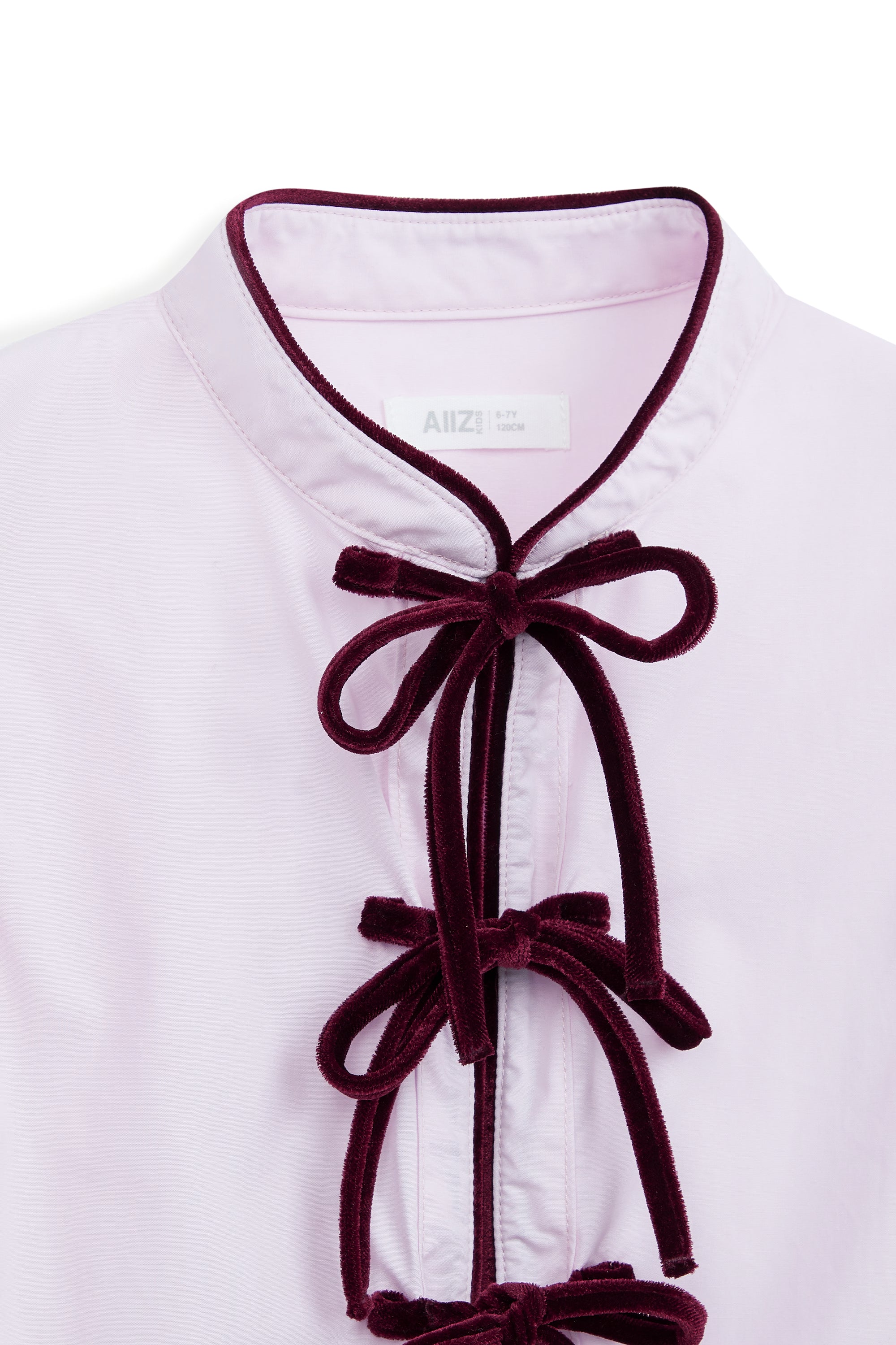 AIIZ Girl's Puffed Sleeve Blouse with Bow Tie