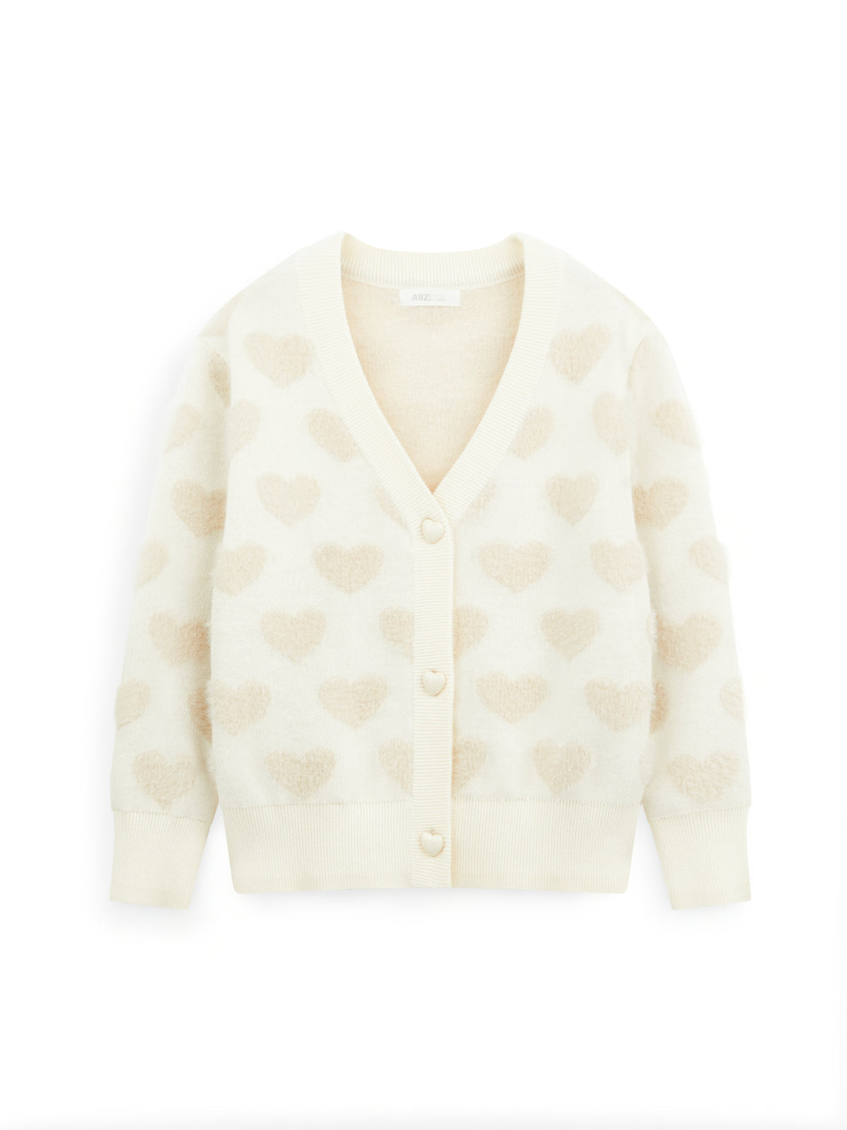 AIIZ Girl's Fluffy Heart Cardigan