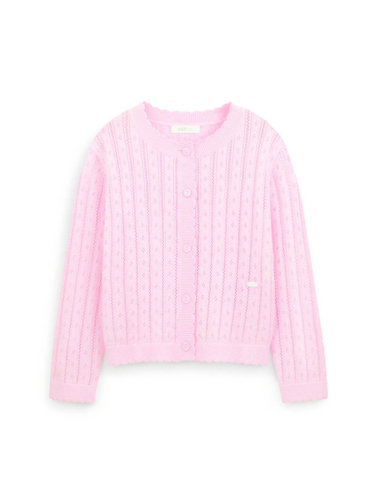 AIIZ Girl's Pointelle Knit Cardigan