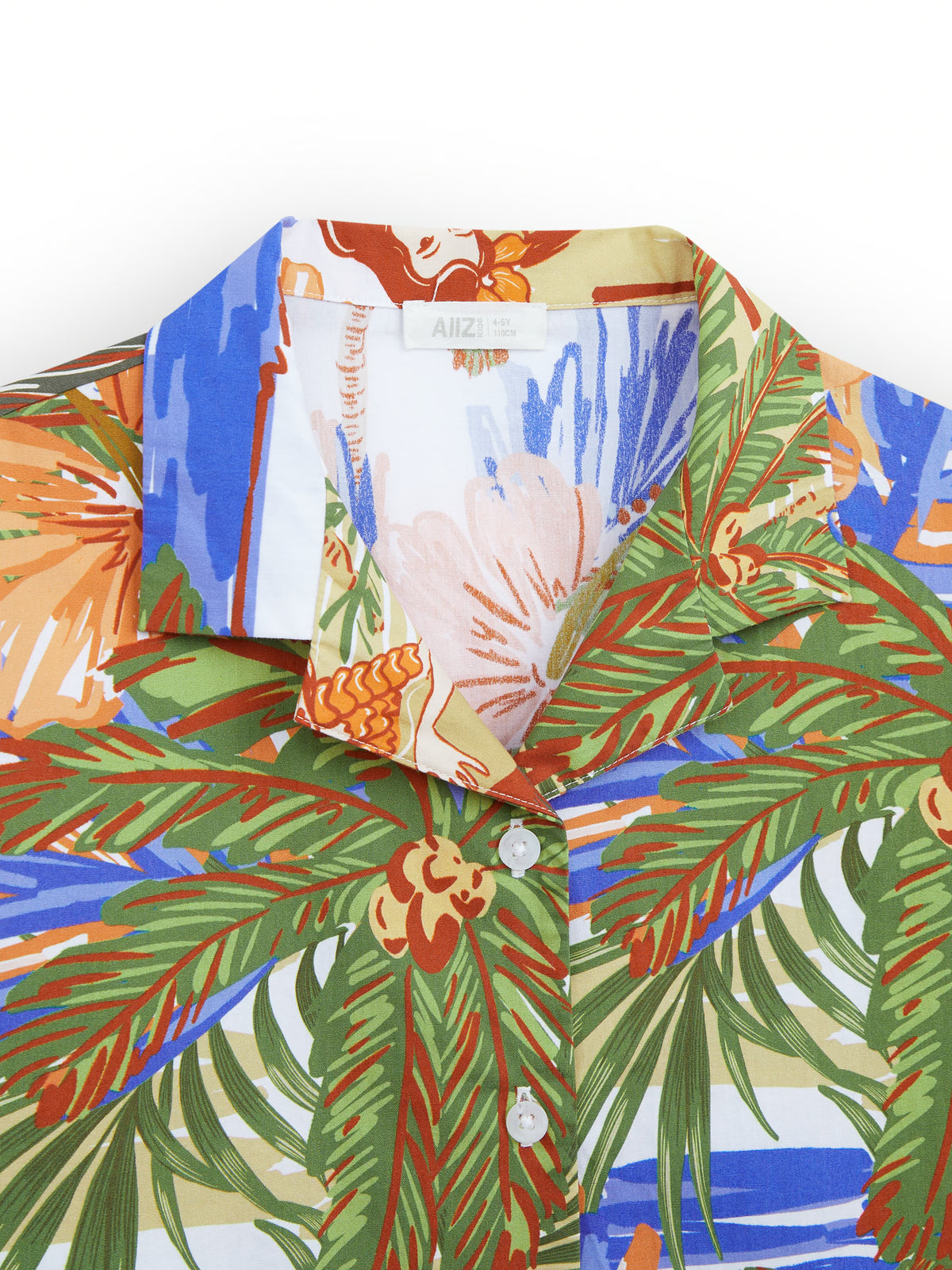 AIIZ Girl's Vintage Island Printed Camp Collar Shirt