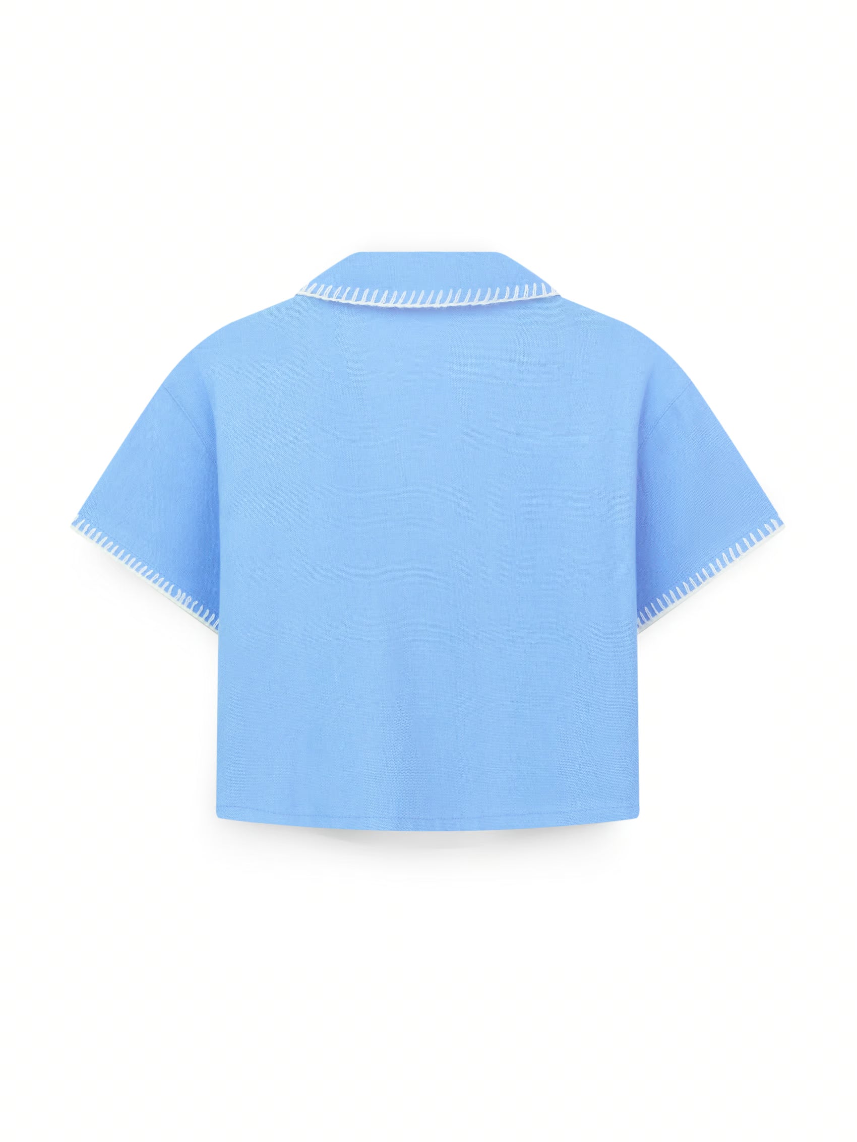 AIIZ Girl's Embroidered Camp Collar Shirt