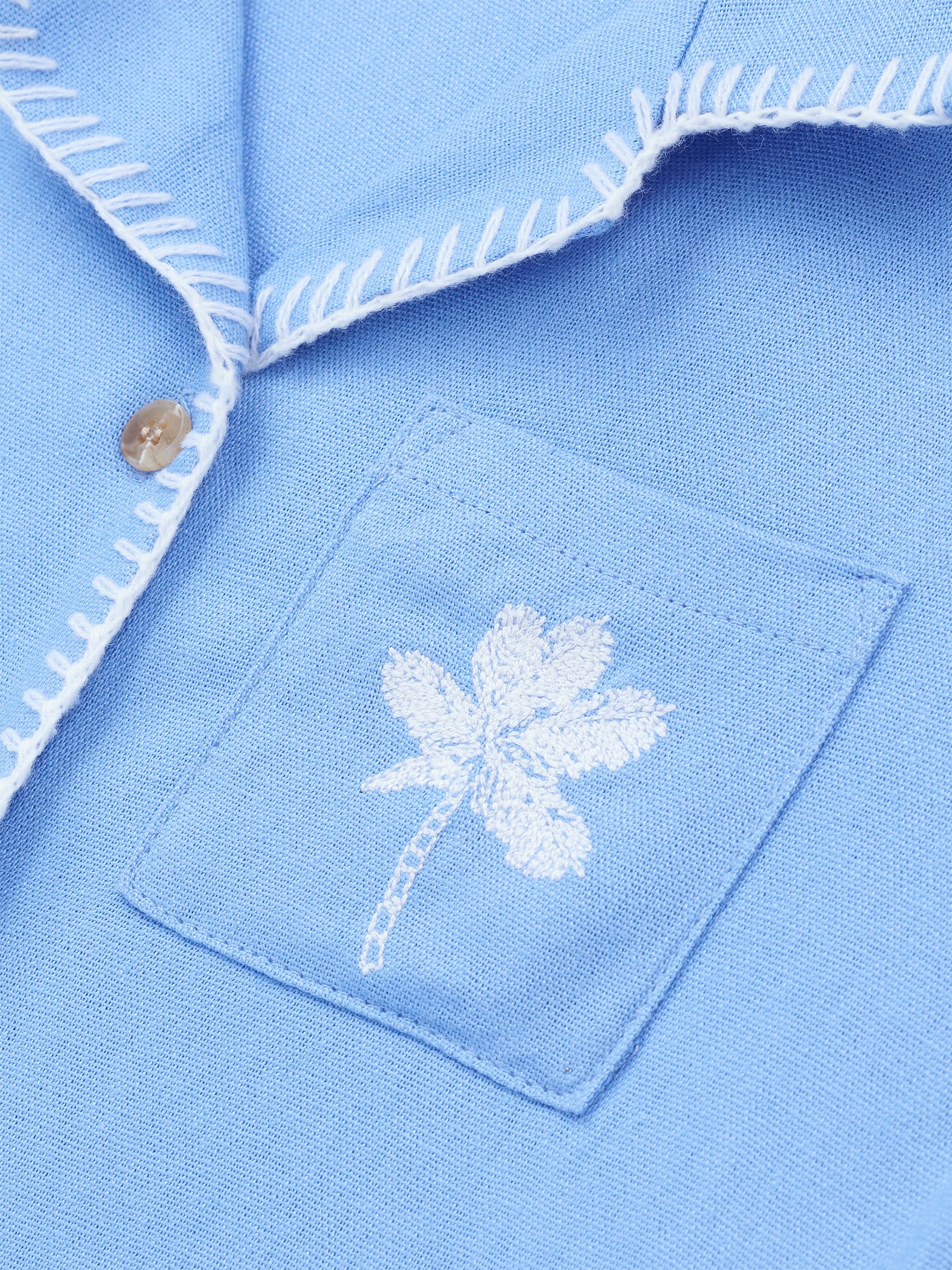 AIIZ Girl's Embroidered Camp Collar Shirt