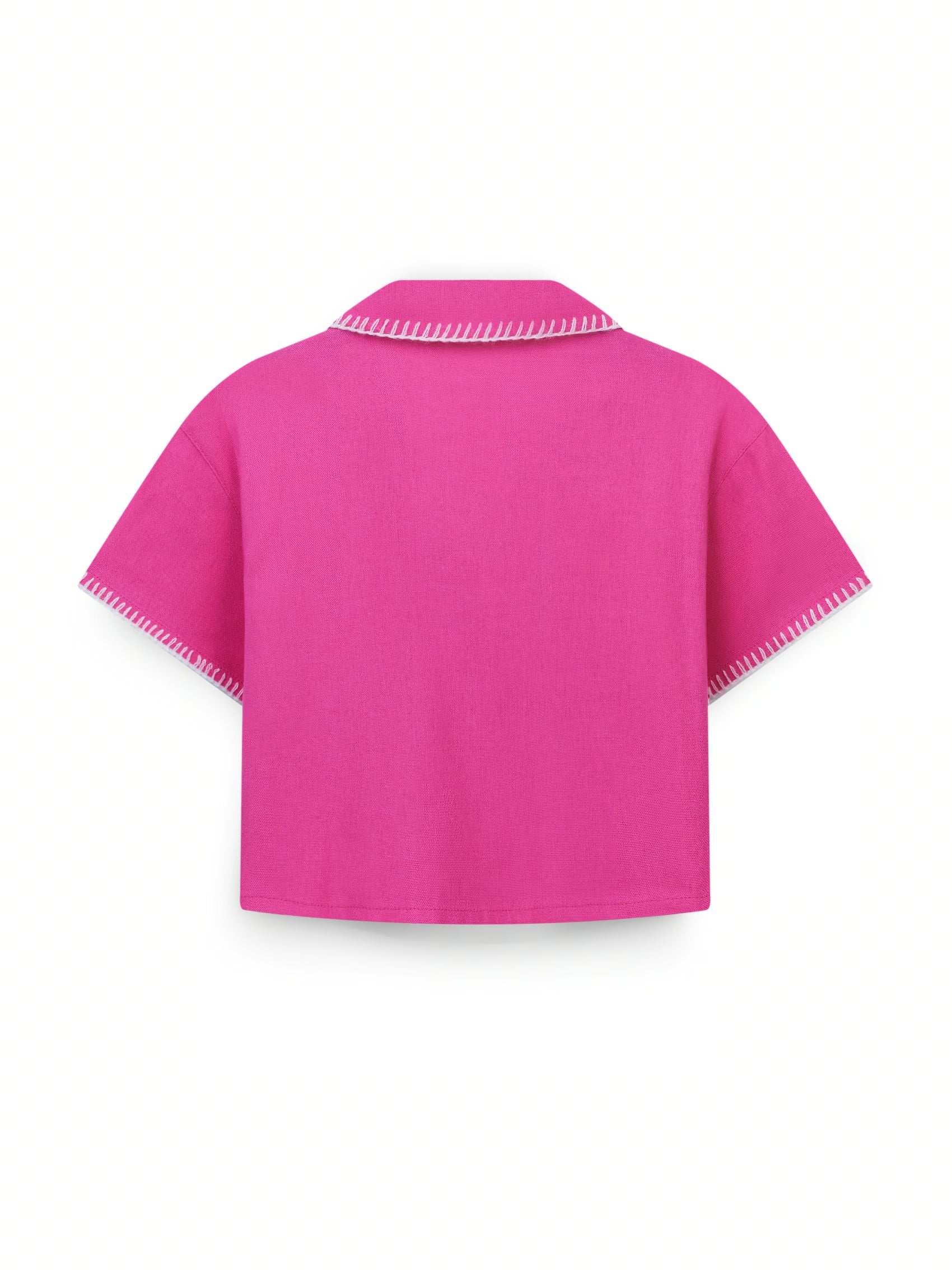 AIIZ Girl's Embroidered Camp Collar Shirt