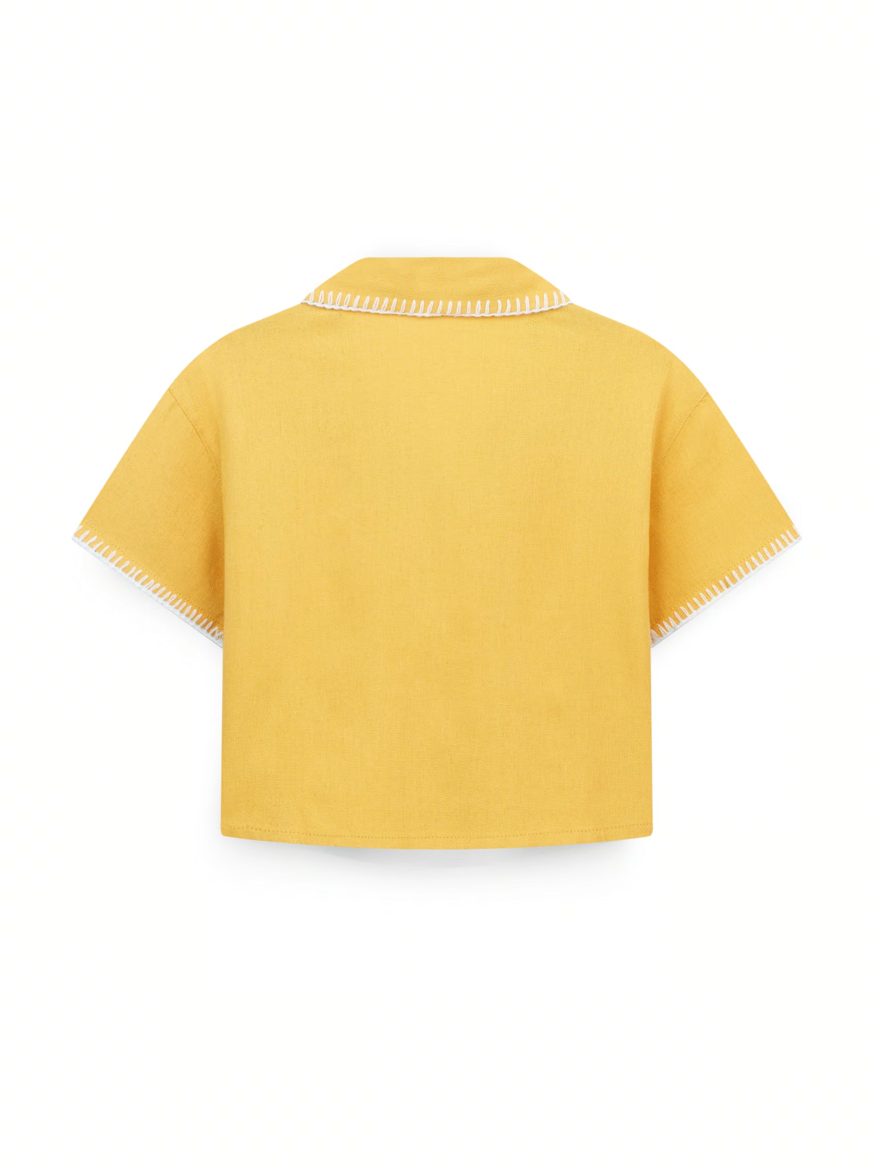 AIIZ Girl's Embroidered Camp Collar Shirt