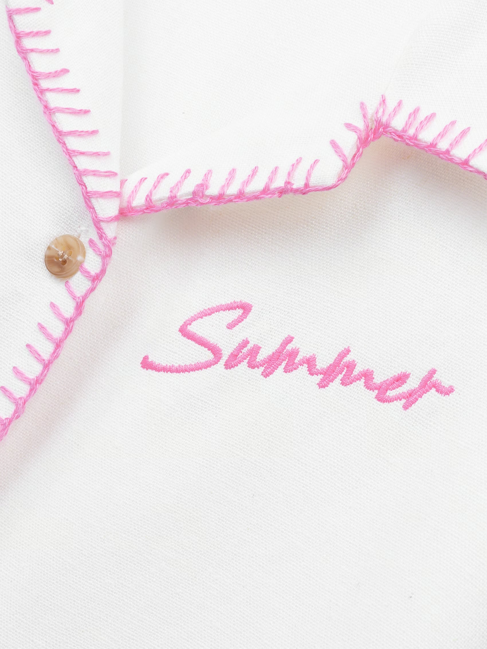 AIIZ Girl's Embroidered Camp Collar Shirt