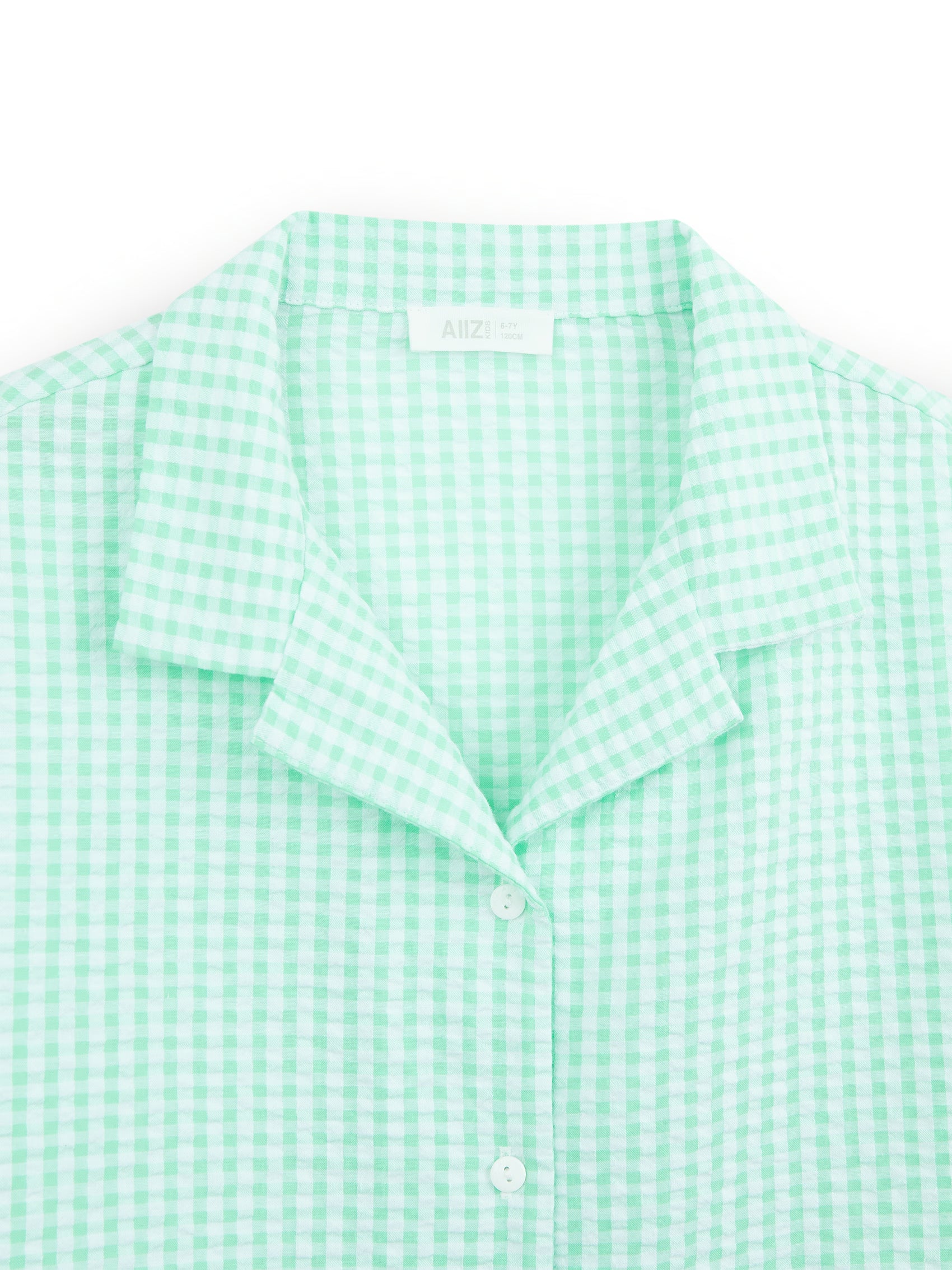 AIIZ Girl's Check Short Sleeve Shirt