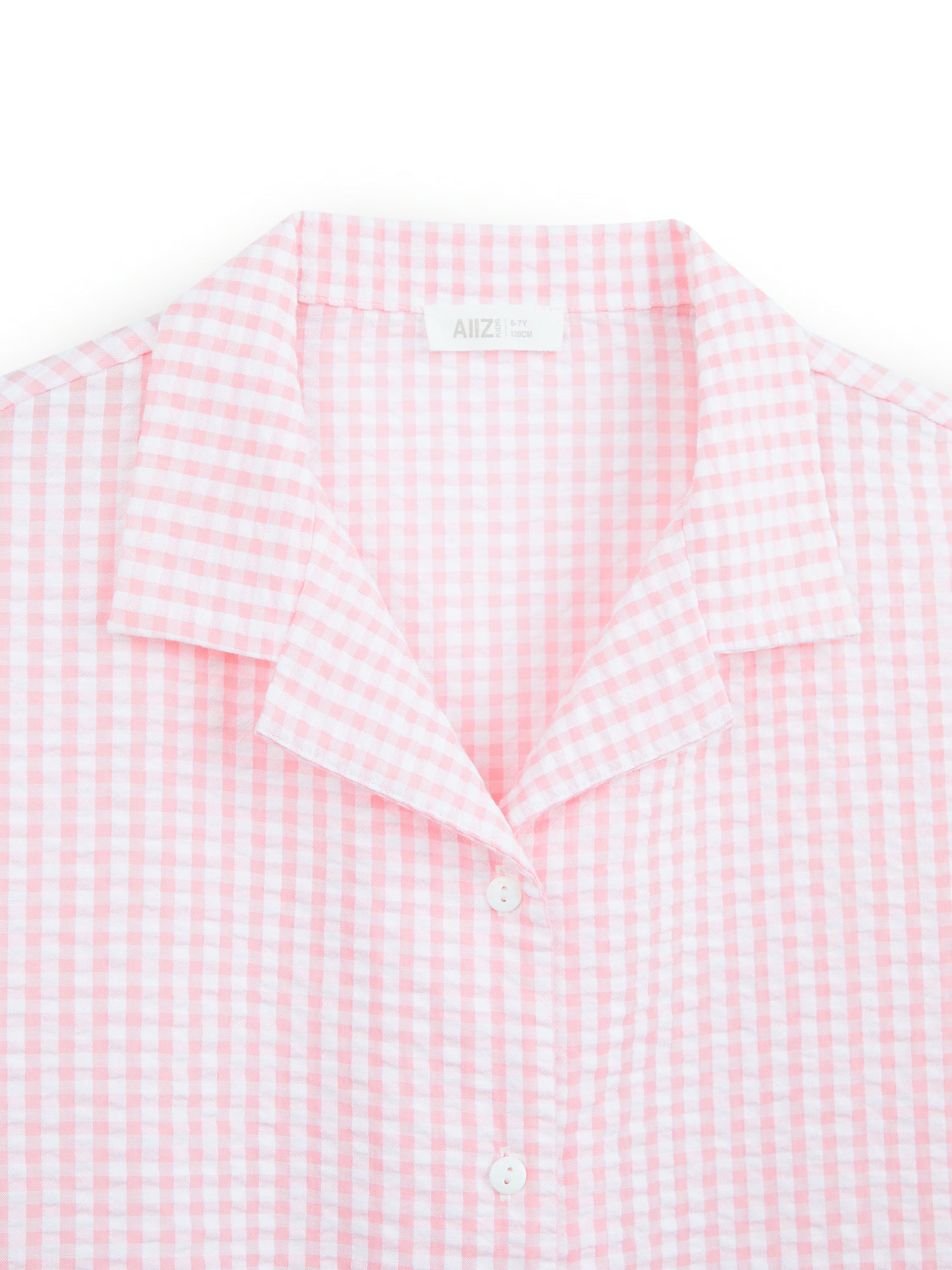 AIIZ Girl's Check Short Sleeve Shirt