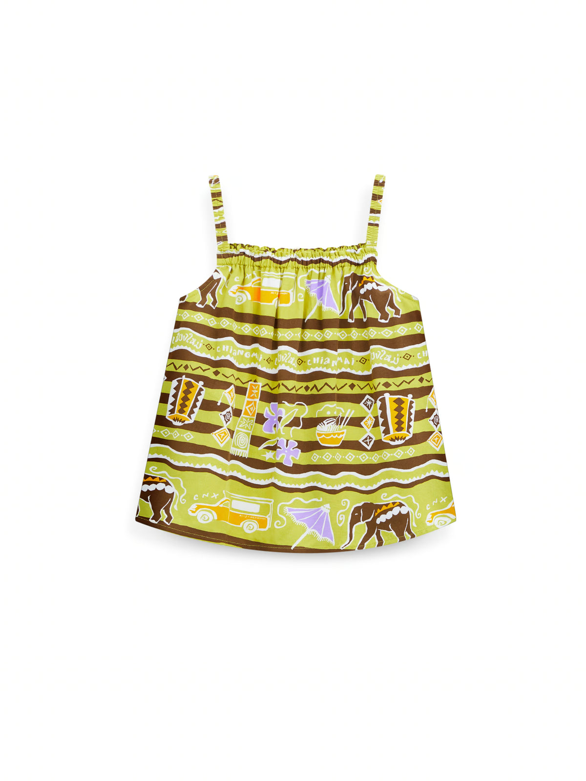 AIIZ Girl's Sawasdee Thailand Printed Top (Green / 4-5Y)