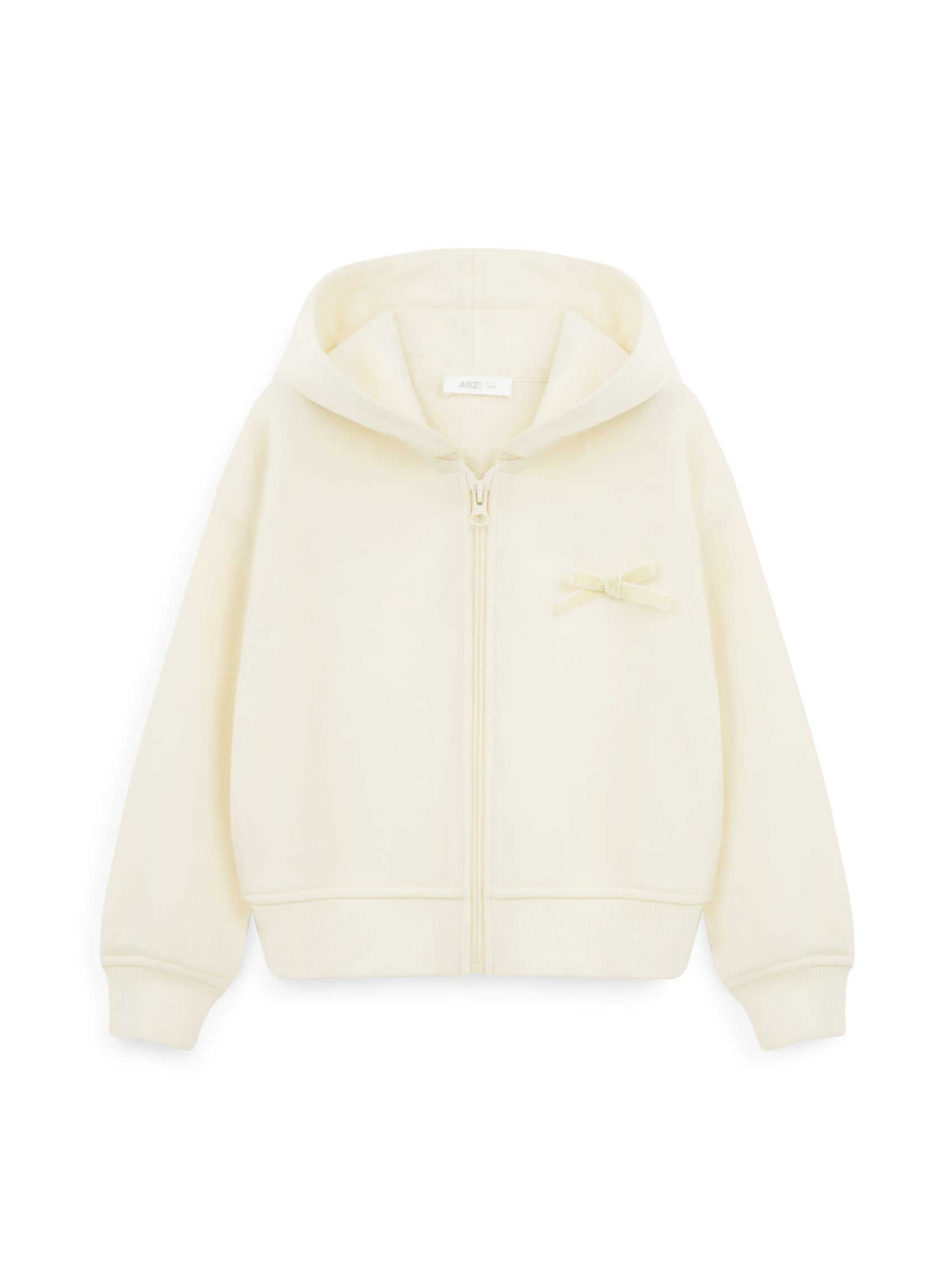 AIIZ Girl's Zipper Hoodie (Cream / 3-4Y)