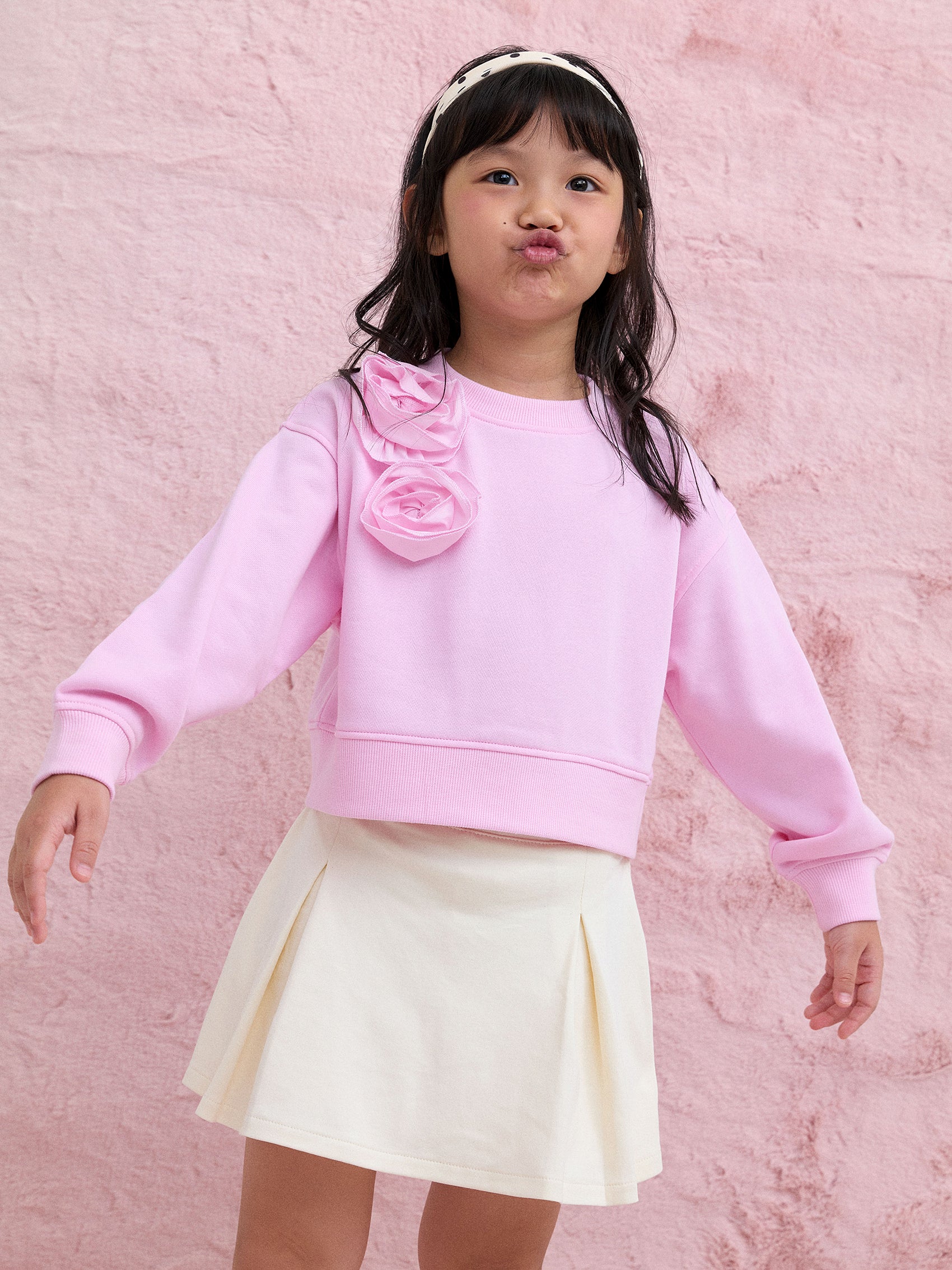 AIIZ Girl's Graphic Sweatshirt (Pink / 3-4Y)