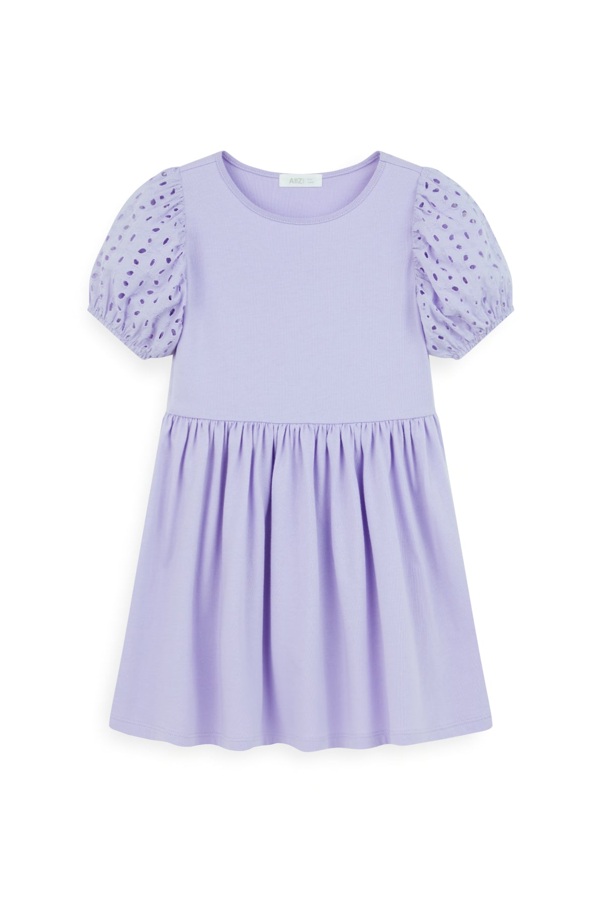 AIIZ Girl's Embroidered Puff Sleeve A-Line Dress