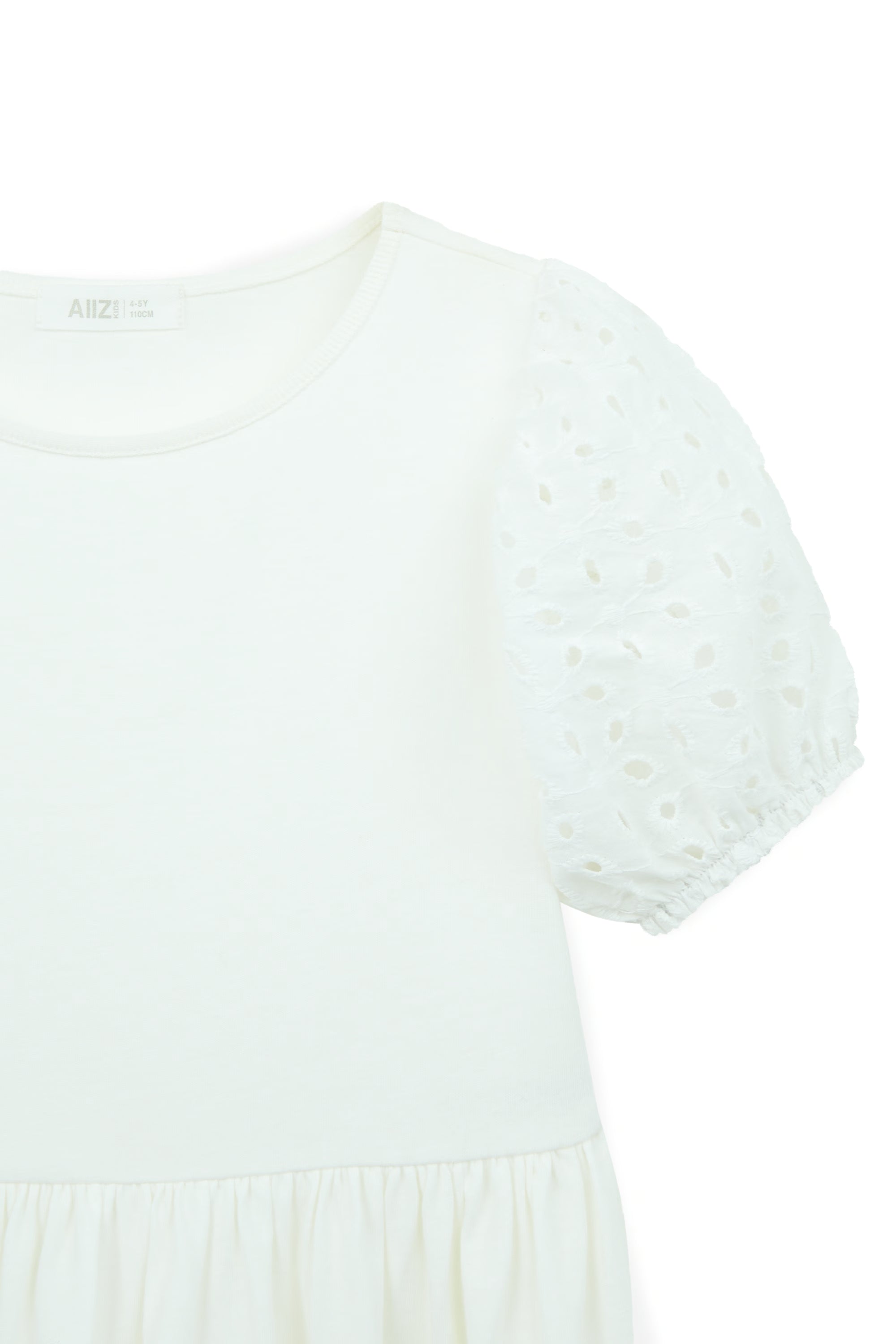AIIZ Girl's Embroidered Puff Sleeve A-Line Dress