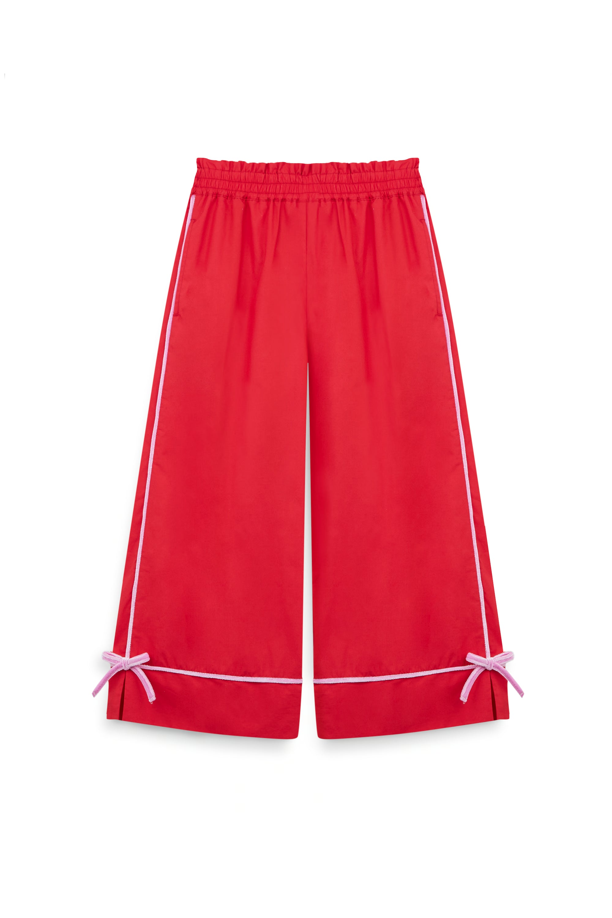 AIIZ Girl's Wide-leg pants with bow tie (Red / 3-4Y)