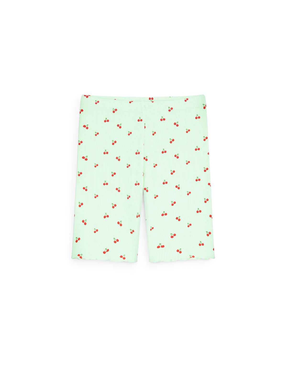 AIIZ Girl's Printed Ribbed Bike Leggings (Light Green / 3-4Y)