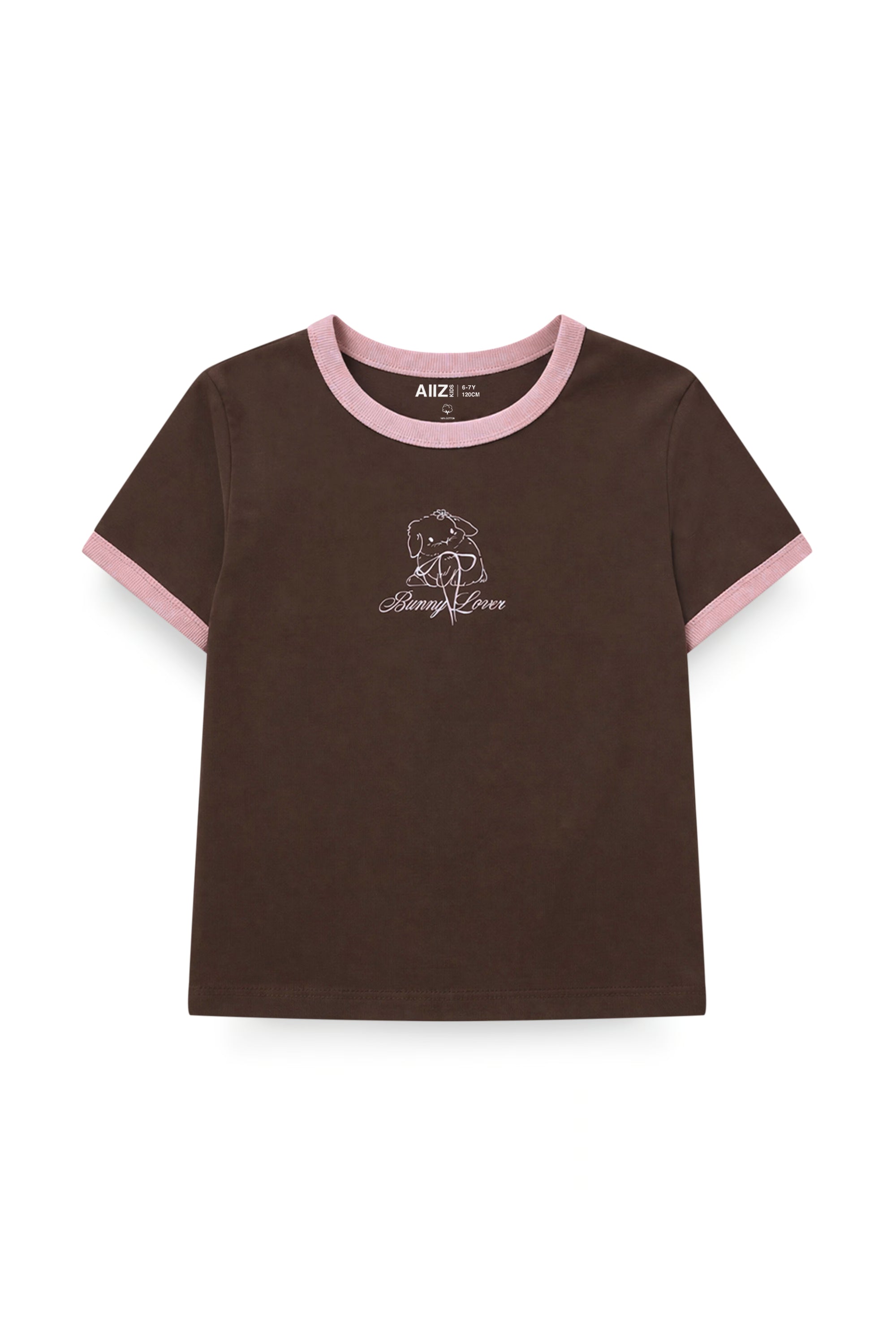 AIIZ Girl's Ringer Graphic T-Shirt