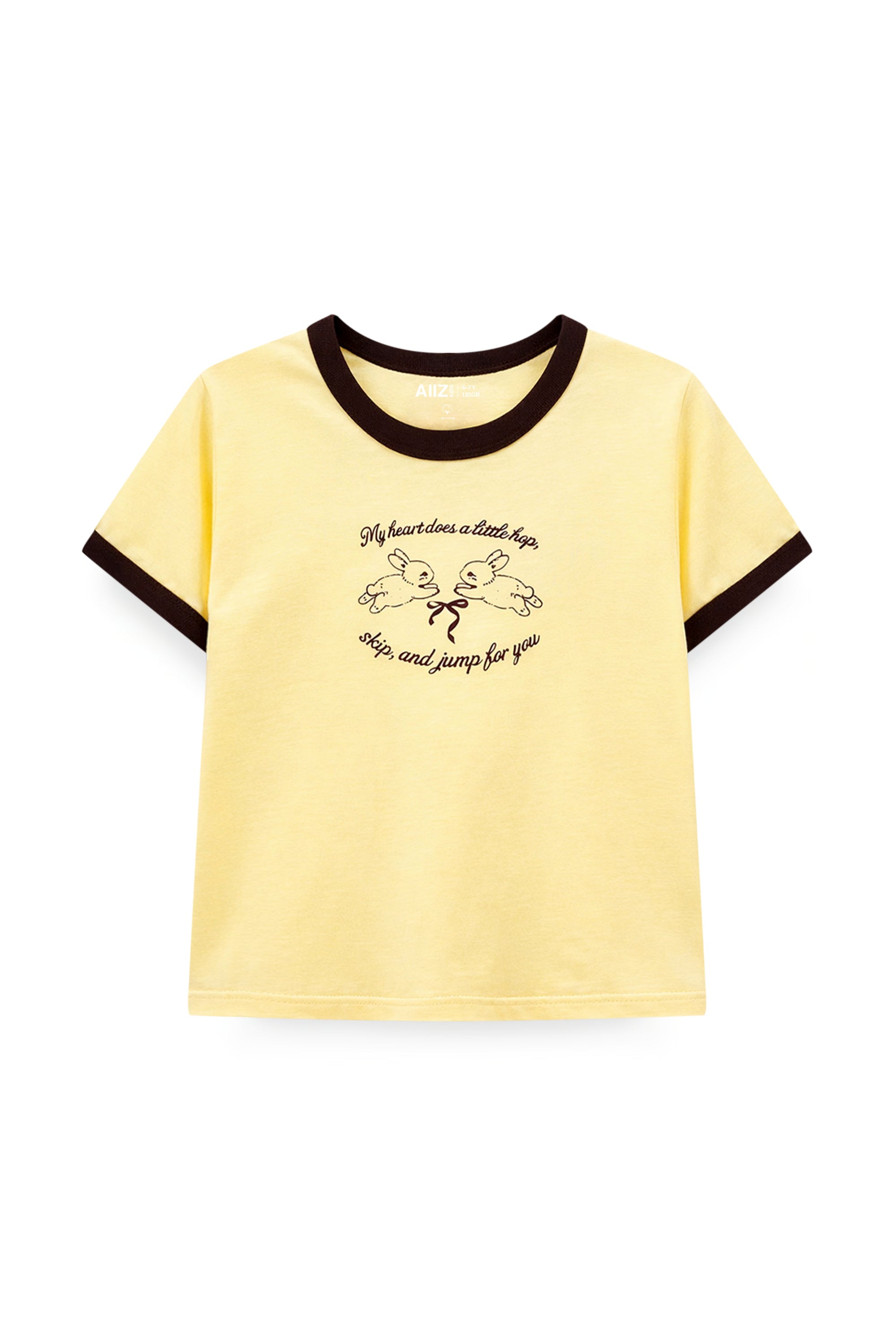 AIIZ Girl's Ringer Graphic T-Shirt