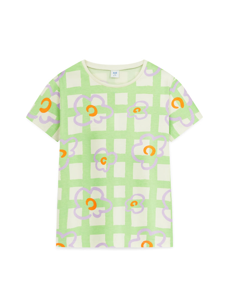 AIIZ Girl's Printed T-Shirt (Lime Green / 4-5Y)