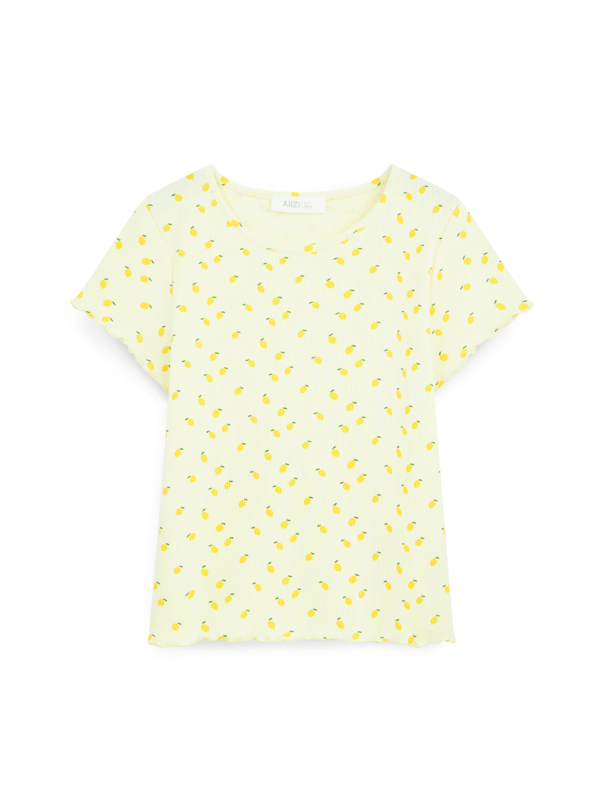 AIIZ Girl's Printed Ribbed T-Shirt