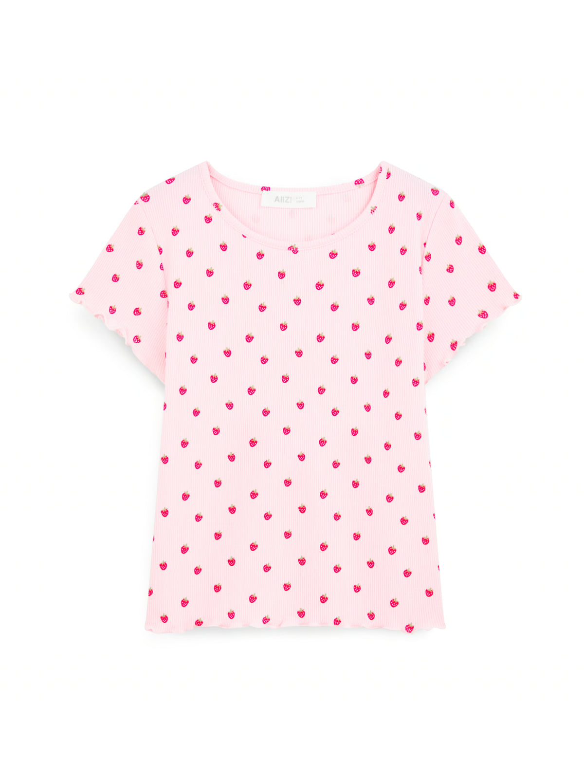 AIIZ Girl's Printed Ribbed T-Shirt