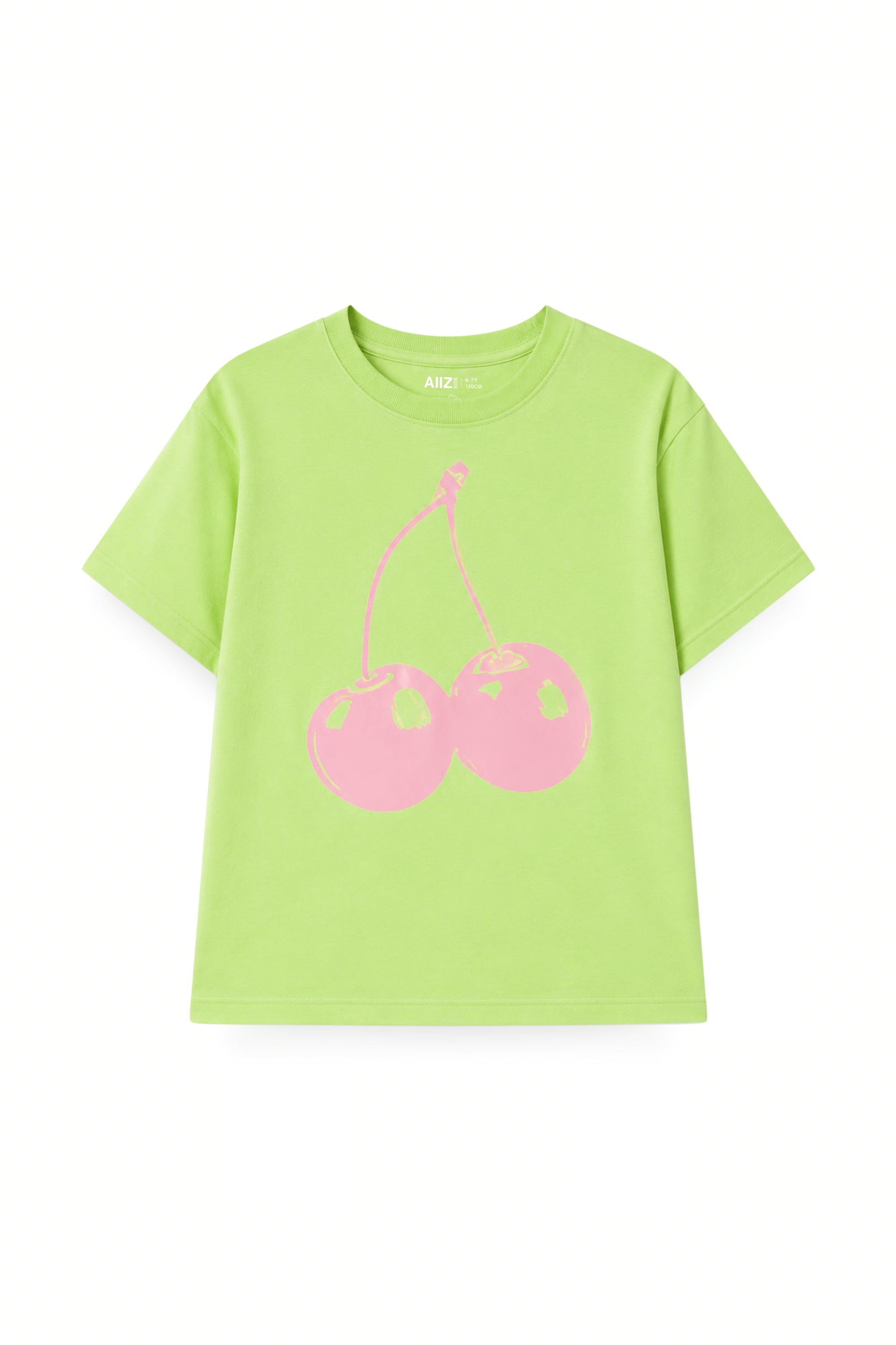 AIIZ Girl's Graphic T-Shirt (Light Green / 4-5Y)