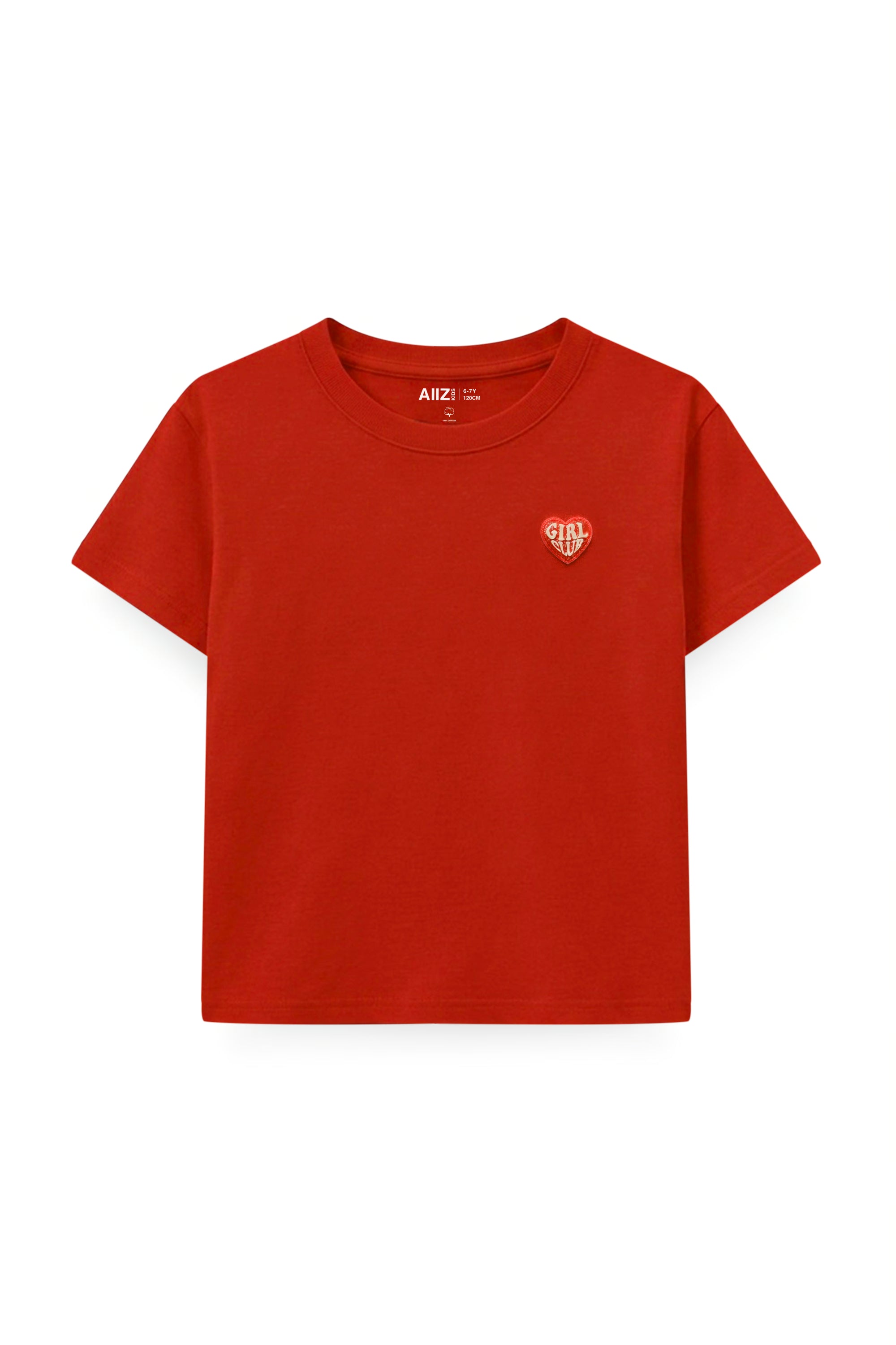AIIZ Girl's Loose fit T-Shirt (Red / 4-5Y)