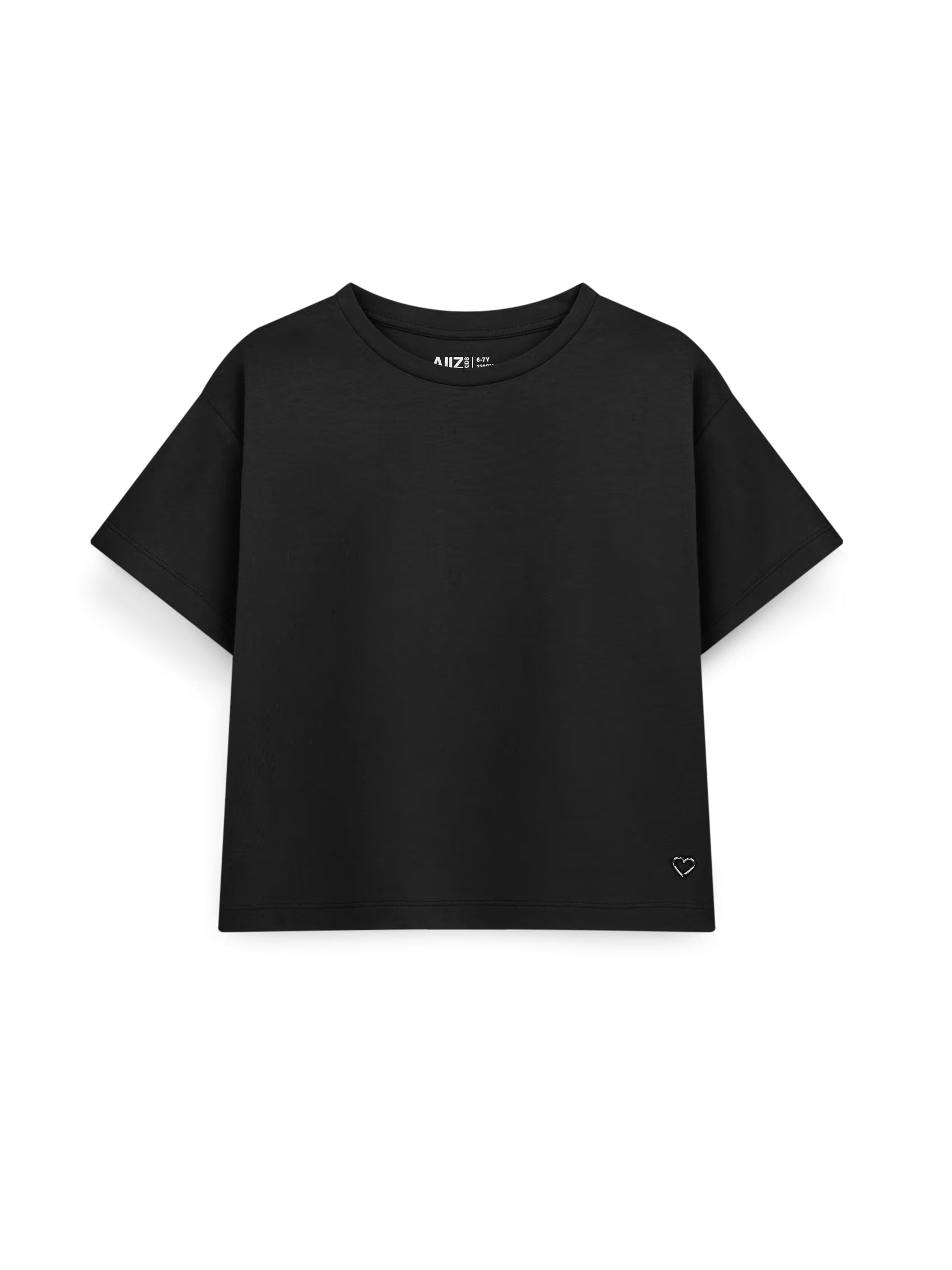 AIIZ Girl's Crew Neck T-Shirt (Black / 4-5Y)