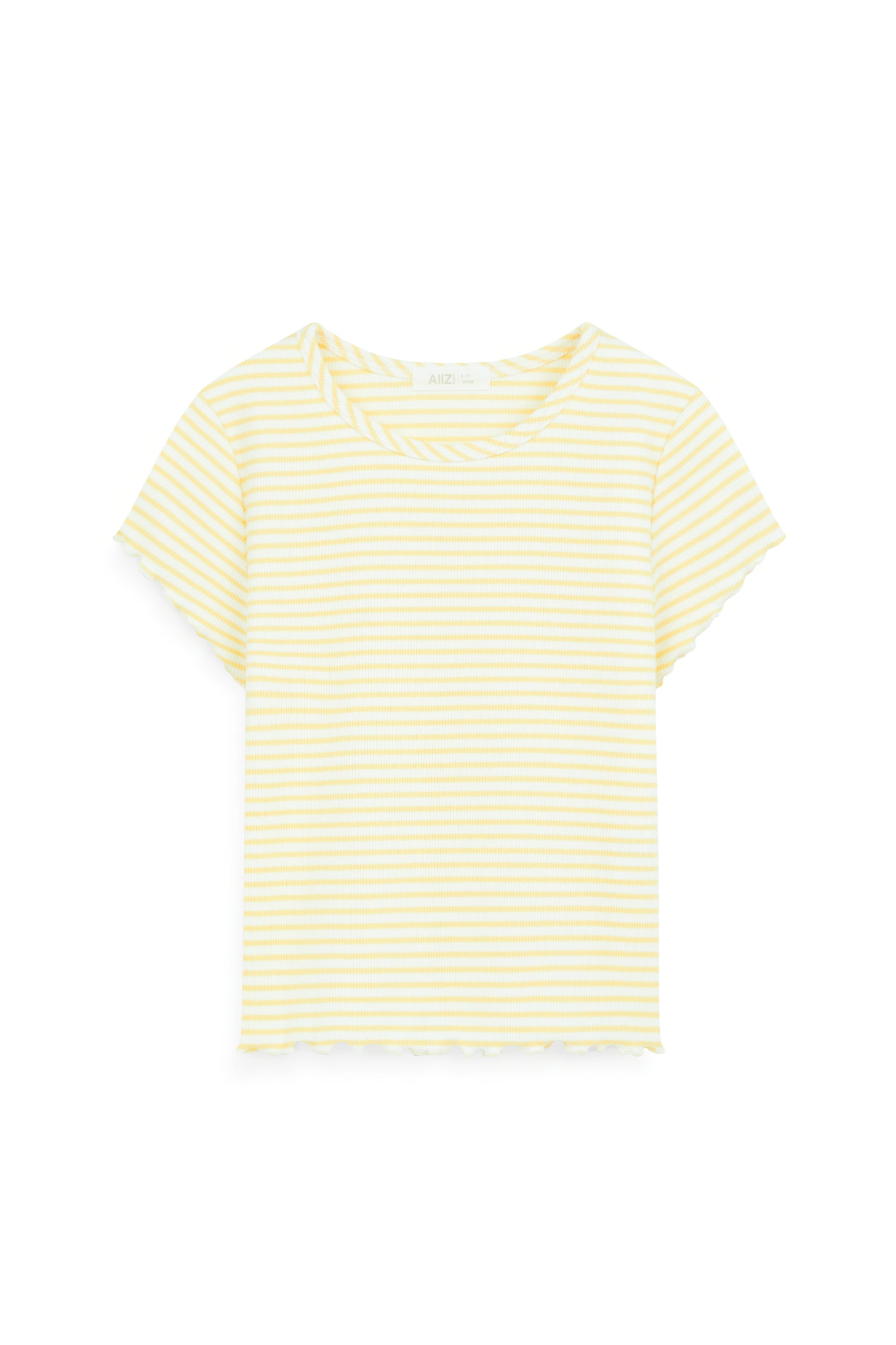 AIIZ Girl's Striped Ribbed T-Shirt