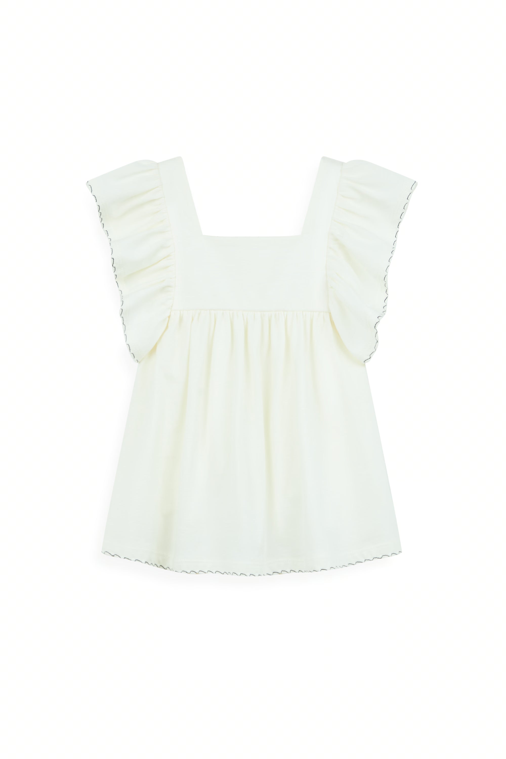 AIIZ Girl's Ruffled Topstitched T-Shirt