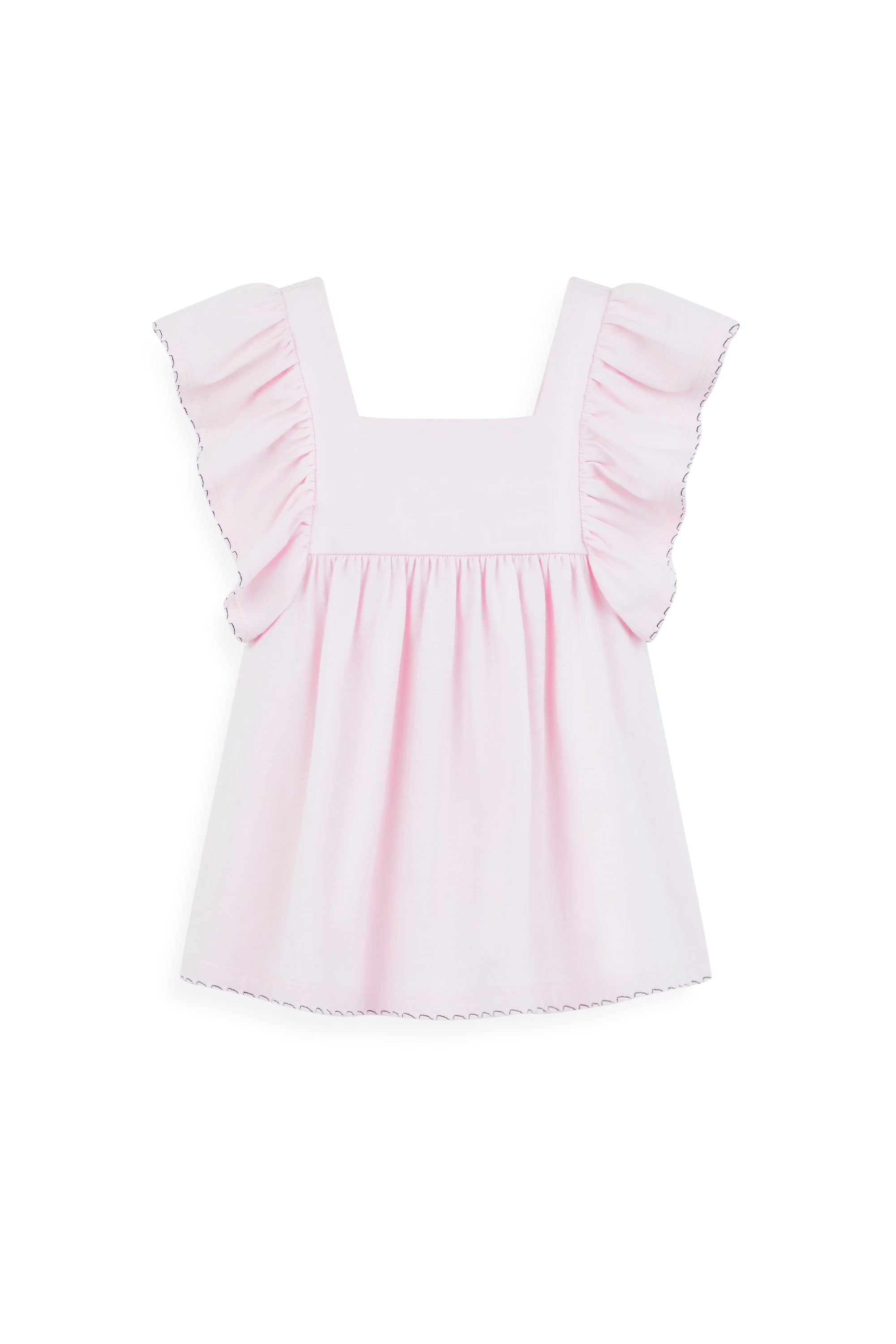 AIIZ Girl's Ruffled Topstitched T-Shirt