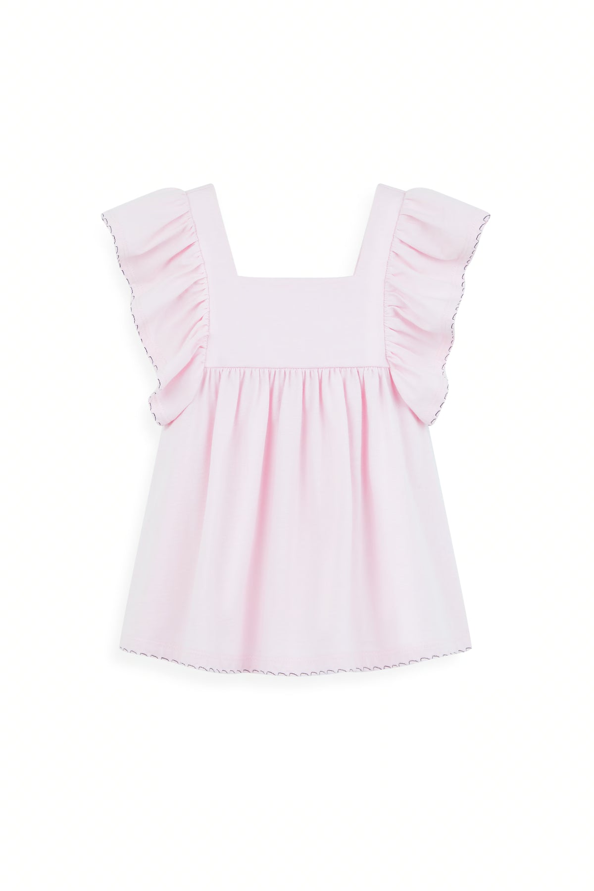 AIIZ Girl's Ruffled Topstitched T-Shirt (Light Pink / 4-5Y)