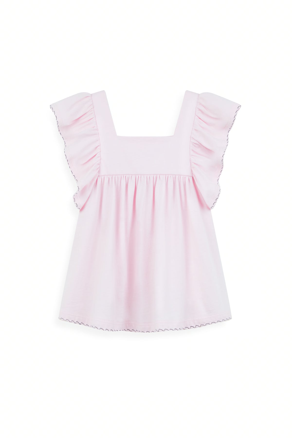 AIIZ Girl's Ruffled Topstitched T-Shirt