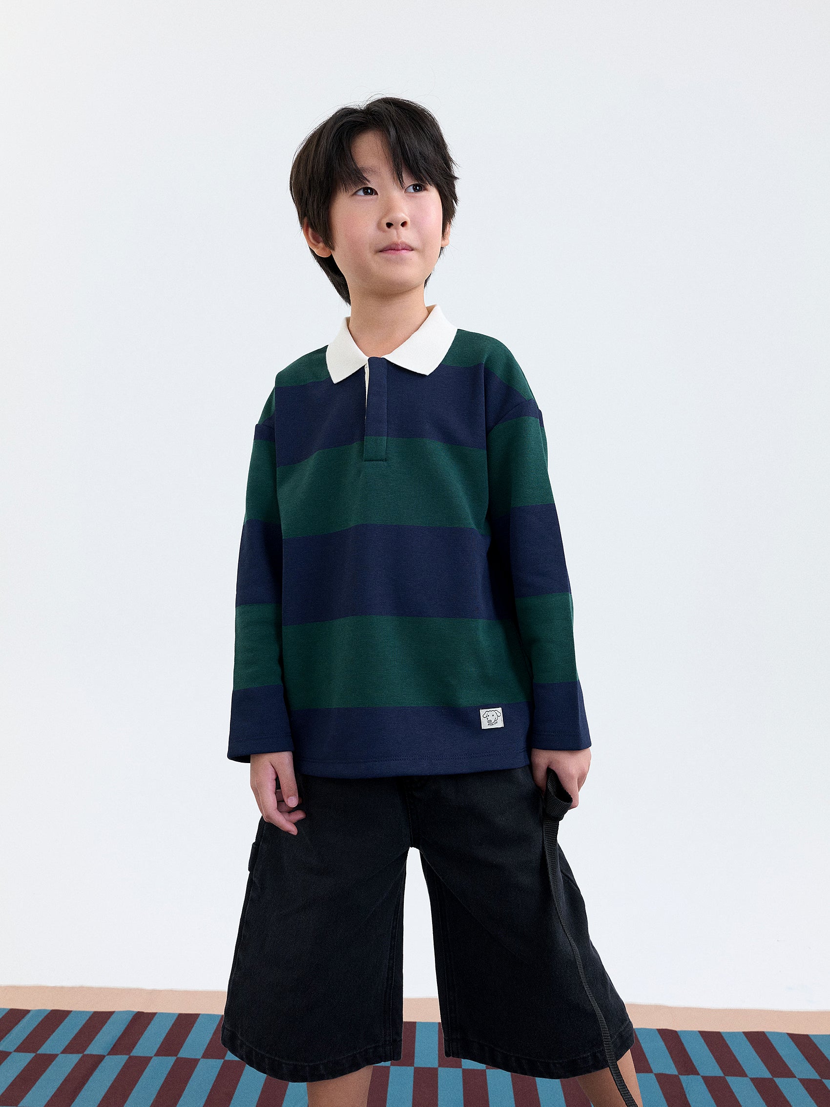 AIIZ Boy's Striped Rugby Polo Shirt