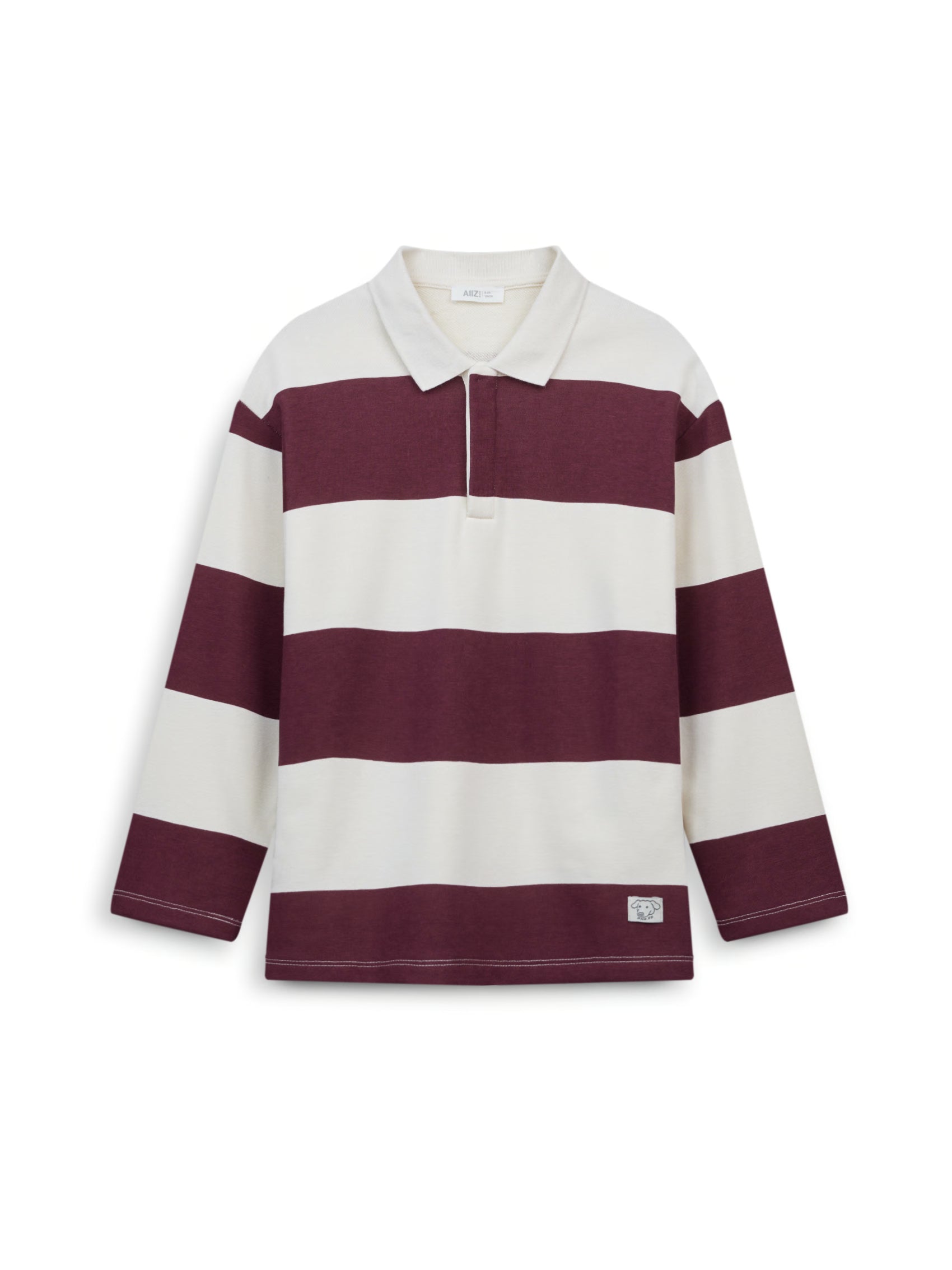 AIIZ Boy's Striped Rugby Polo Shirt (Red / 3-4Y)