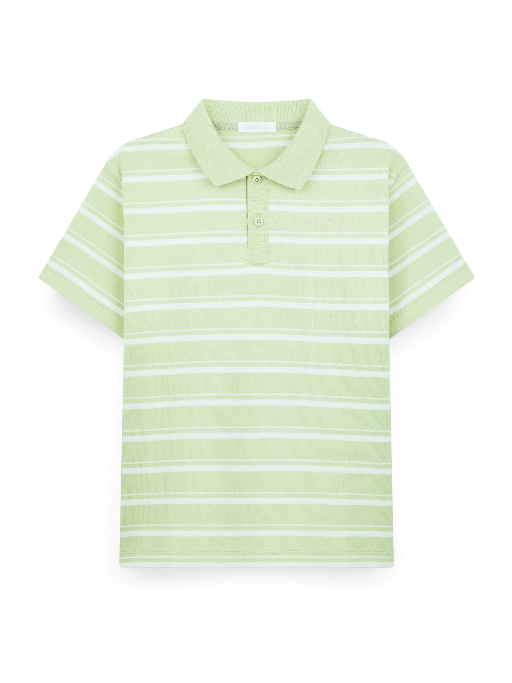 AIIZ Boy's Striped Polo Shirt (Light Green / 4-5Y)