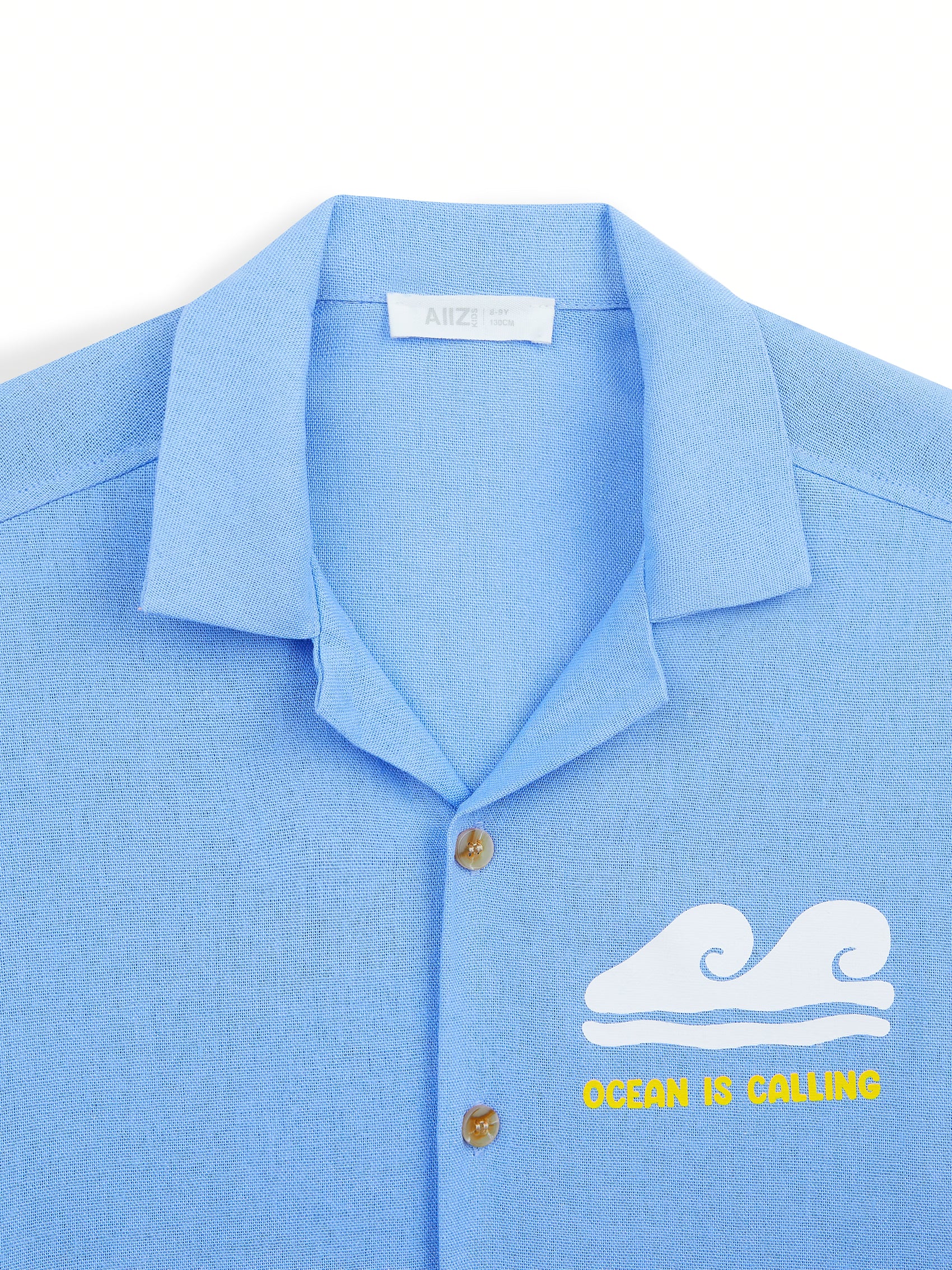 AIIZ Boy's Printed Camp Collar Shirt