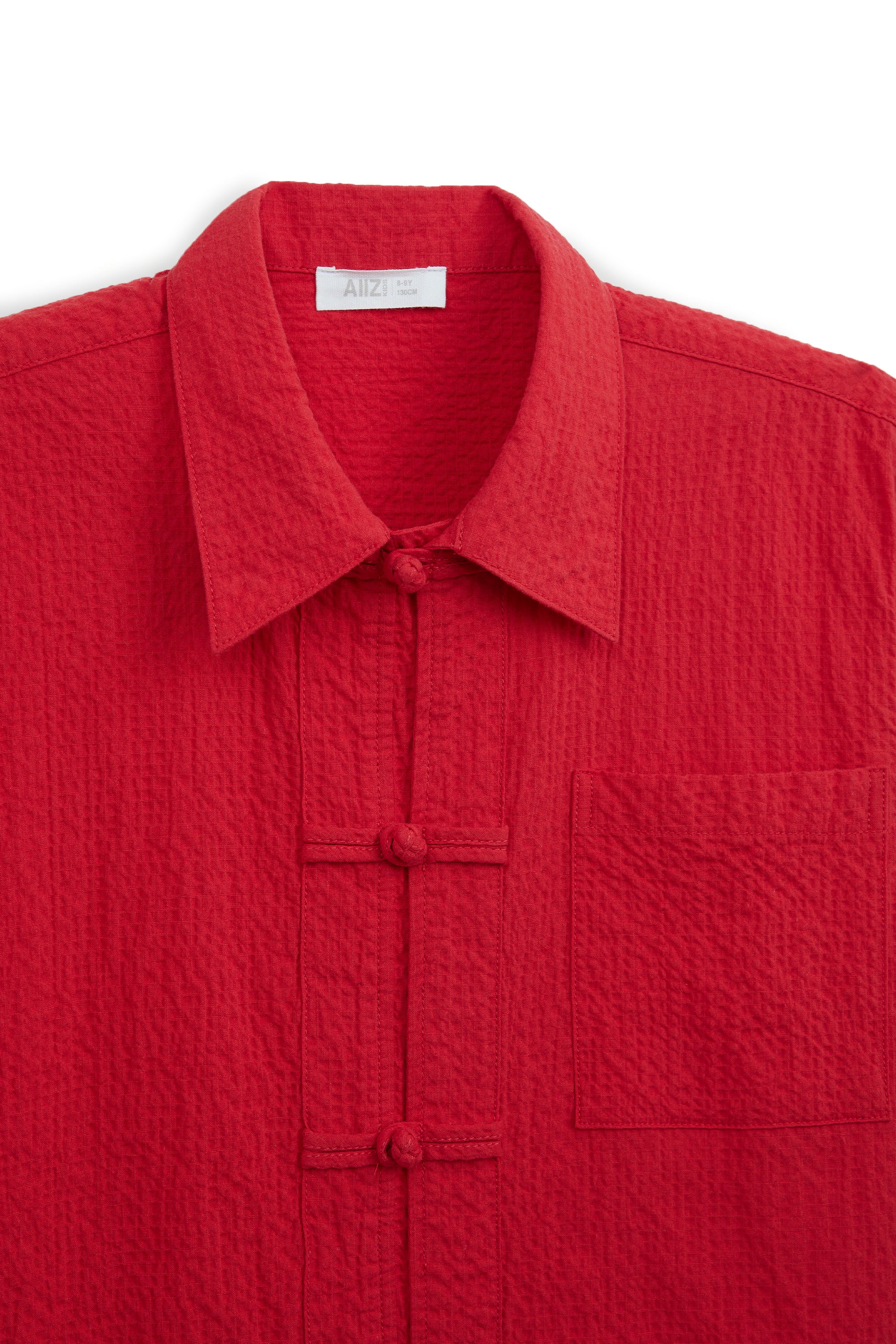AIIZ Boy's Texture Shirt with Chinese Button Knot