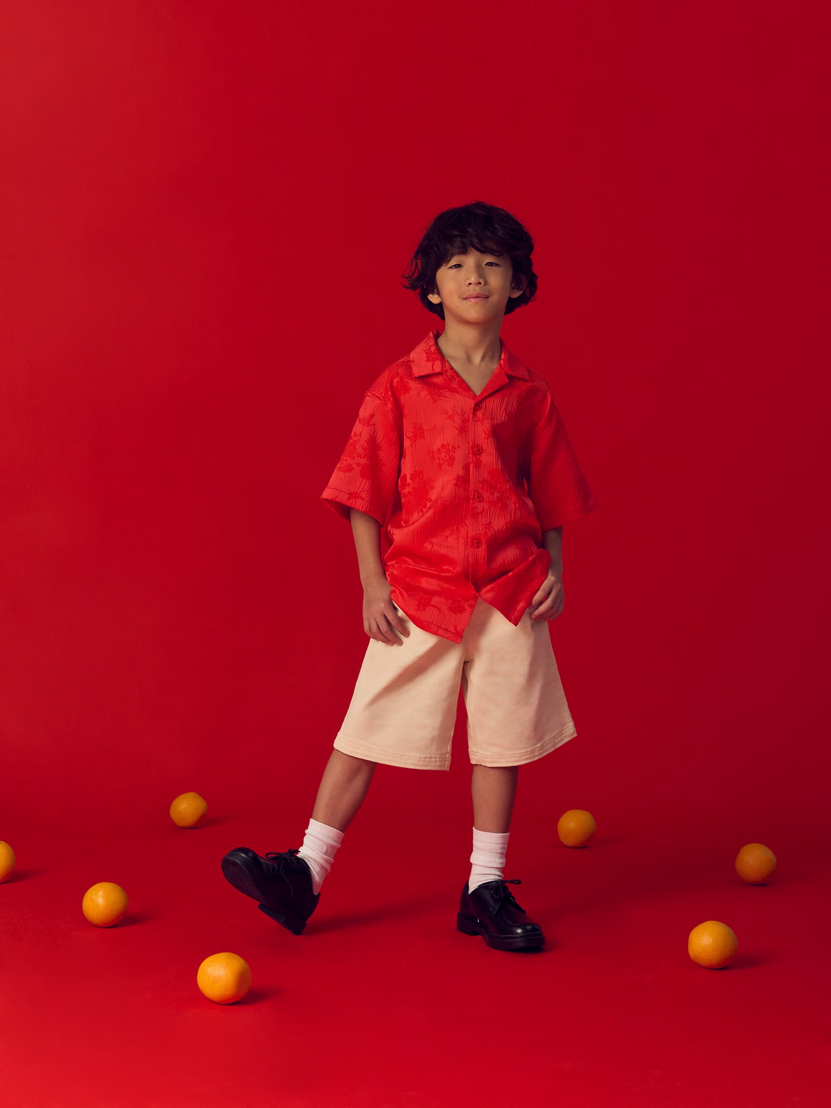 AIIZ Boy's Jacquard Short Sleeve Shirt