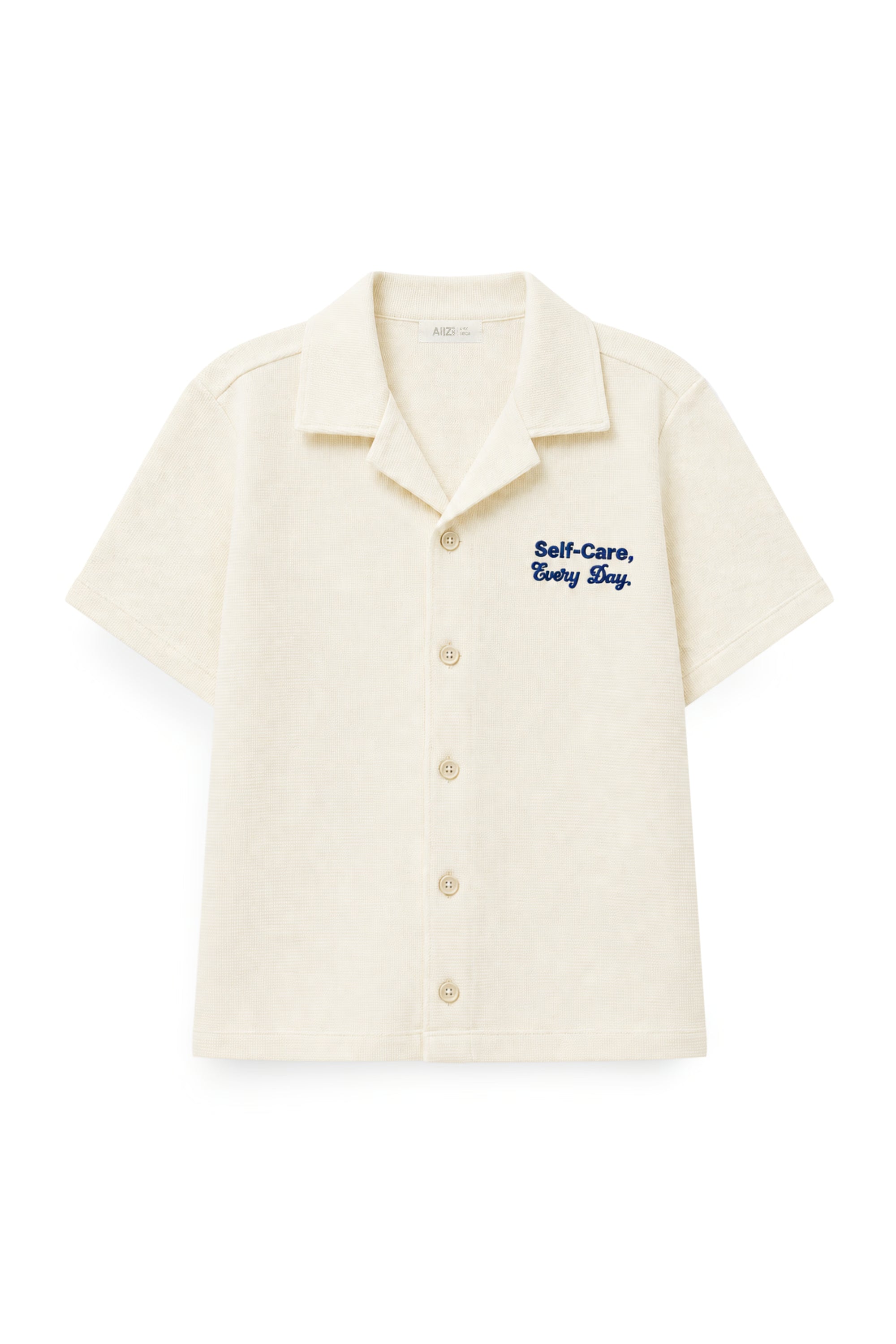 AIIZ Boy's Camp Collar Oversize Shirt (Cream / 4-5Y)