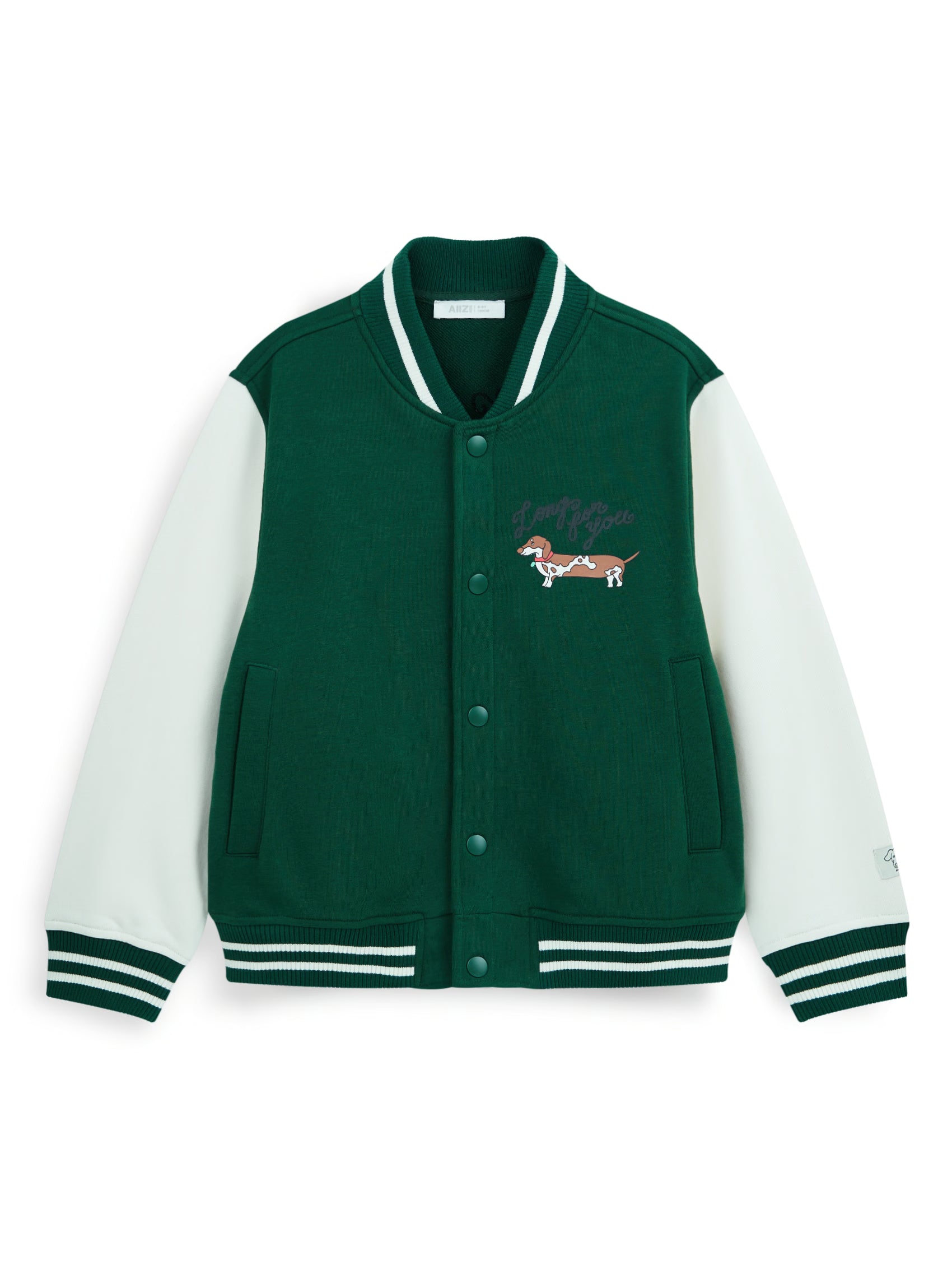 AIIZ Boy's Petite Cafe Bomber Jacket (Green / 3-4Y)