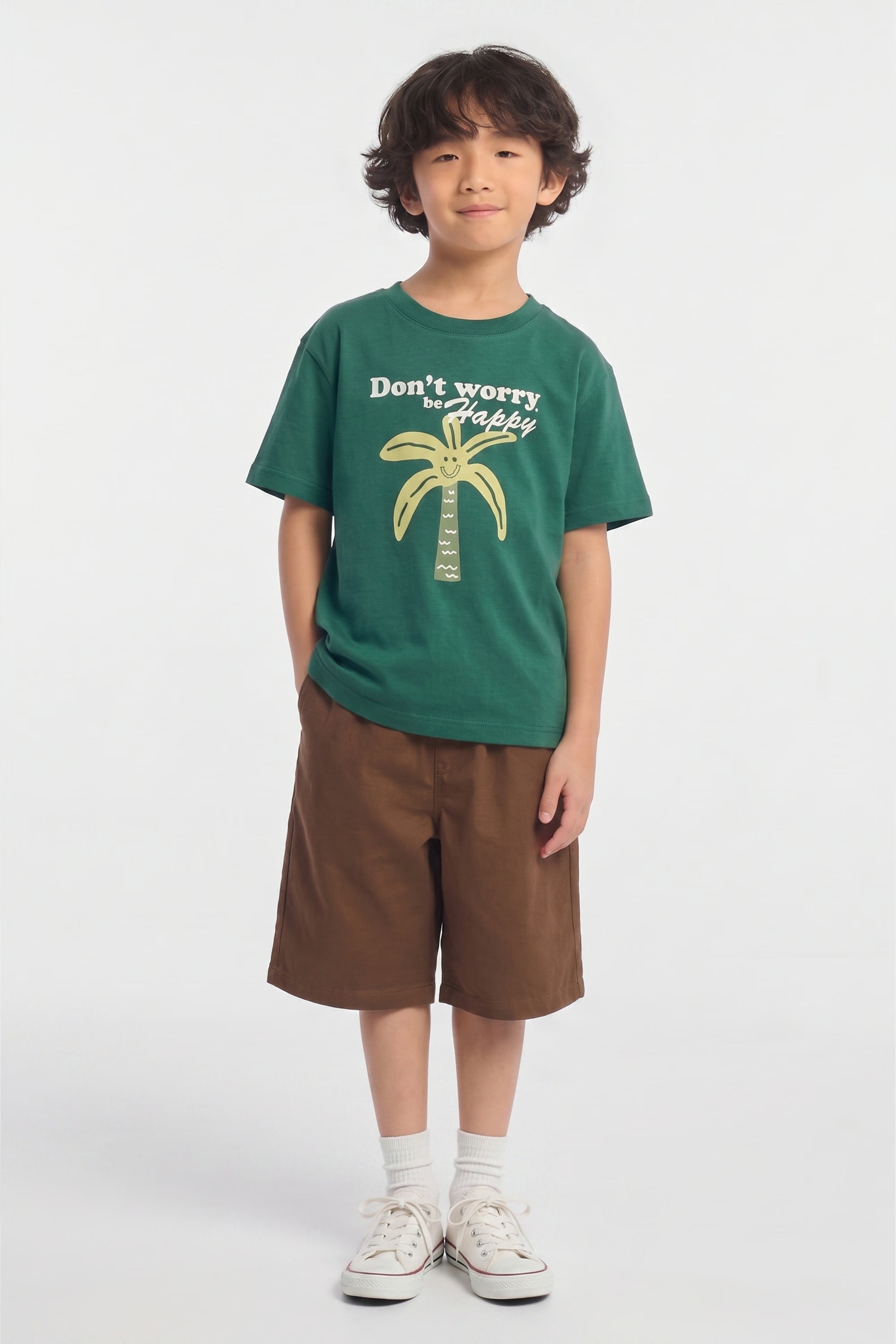 AIIZ Boy's 2-Piece T-Shirt and Shorts Set (Dark Green / 3-4Y)