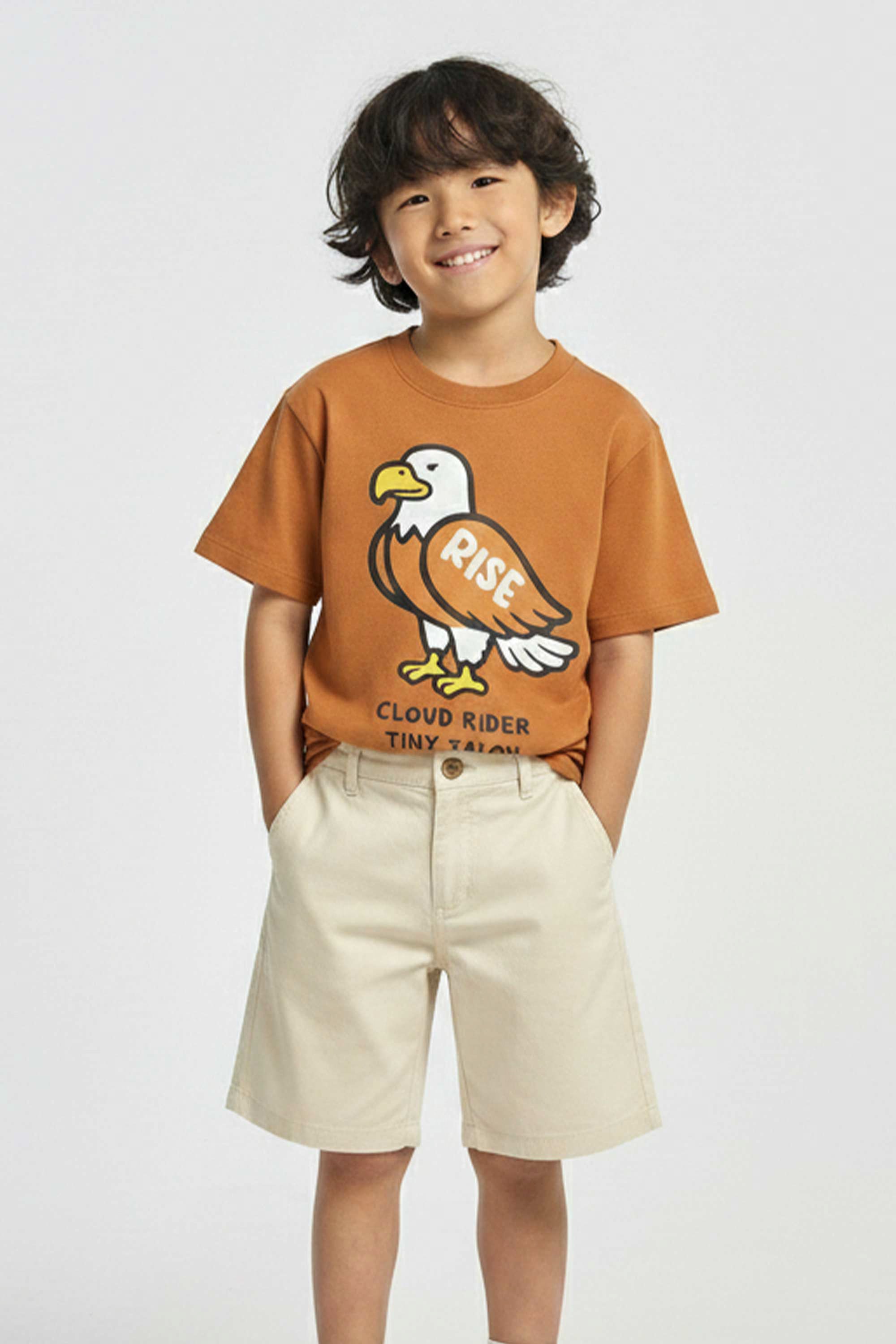 AIIZ Boy's Elastic Shorts (Cream / 4-5Y)
