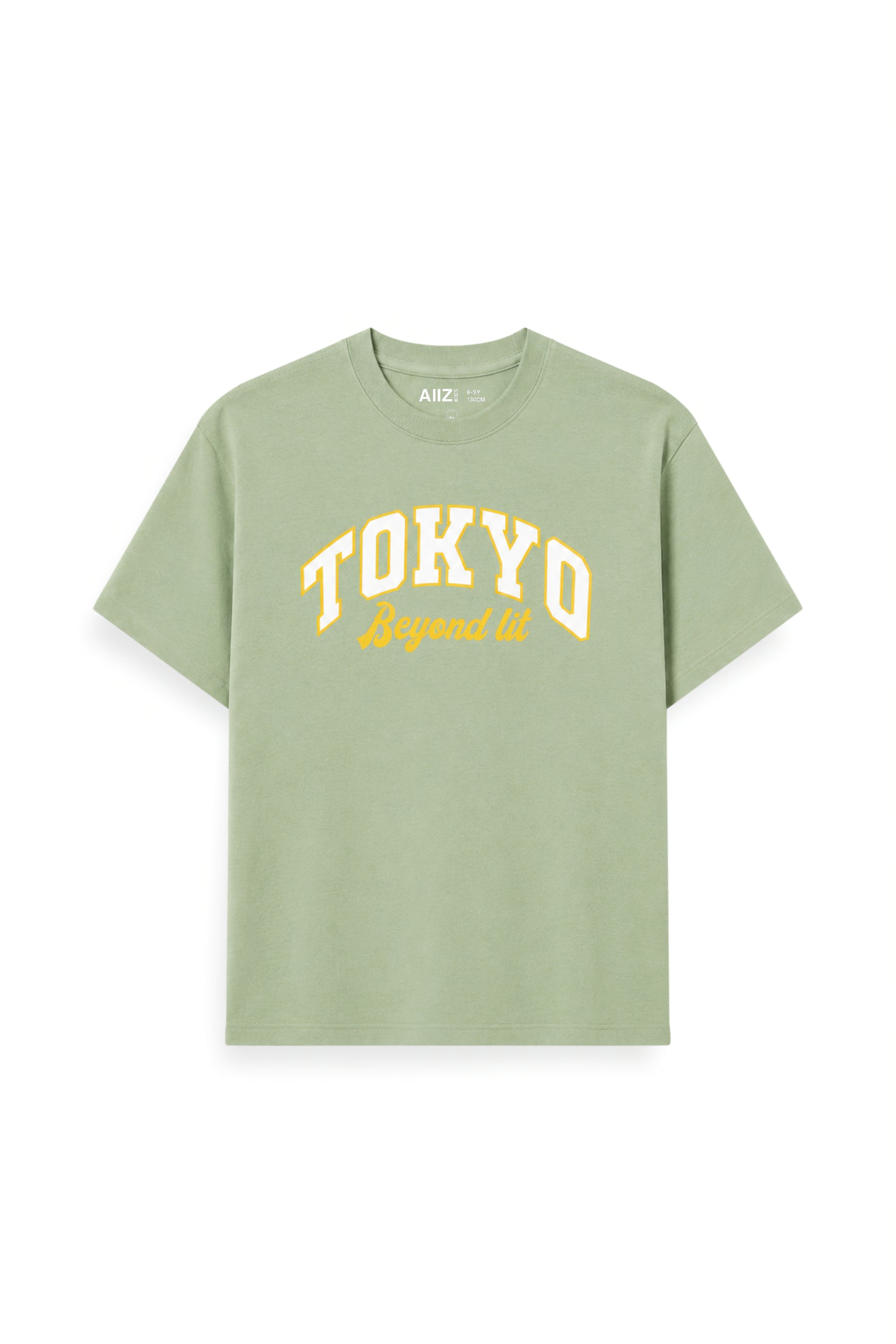 AIIZ Boy's Graphic T-Shirt (Light Green / 4-5Y)